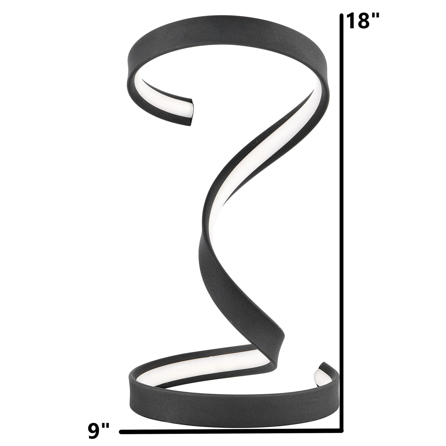 Finesse Decor Hamburg 9" W x 17" H Black Finish 1-Light LED Strip Table Lamp With Dimmable Switch