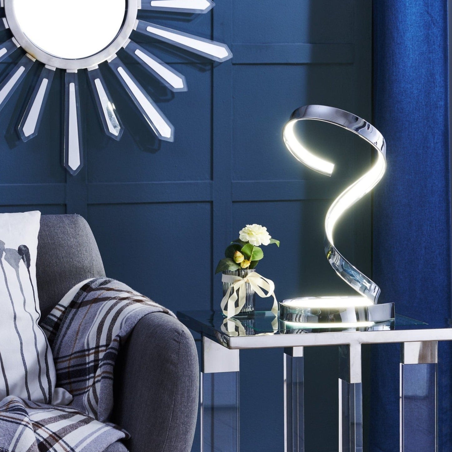 Finesse Decor Hamburg 9" W x 17" H Chrome Finish 1-Light LED Strip Table Lamp