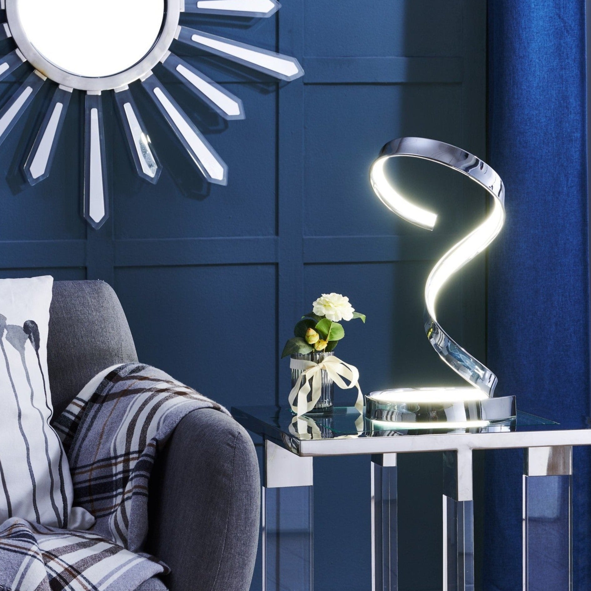 Finesse Decor Hamburg 9" W x 17" H Chrome Finish 1-Light LED Strip Table Lamp