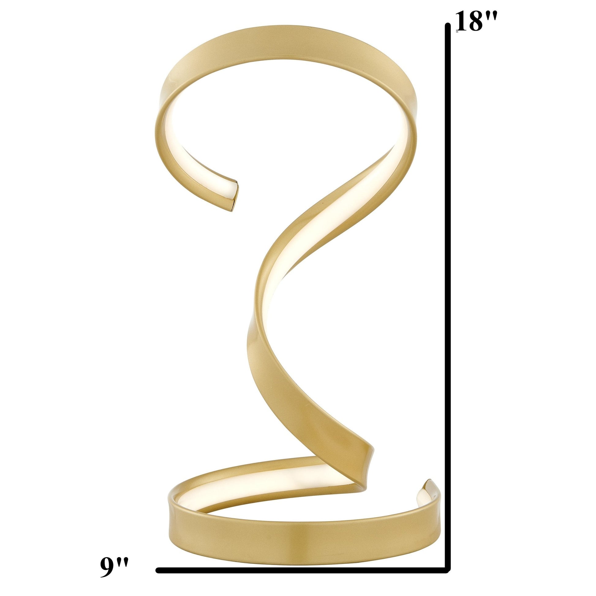 Finesse Decor Hamburg 9" W x 17" H Gold Finish 1-Light LED Strip Table Lamp With Dimmable Switch