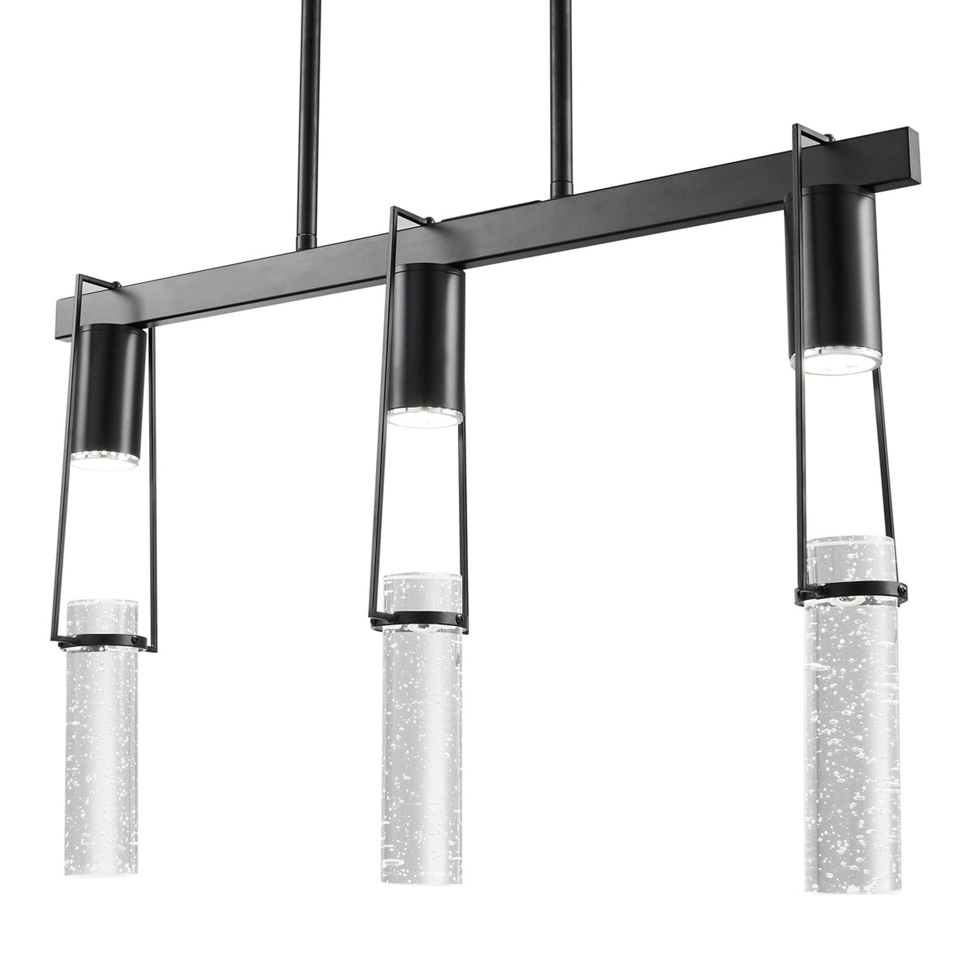 Finesse Decor Harmony 26" L x 21" H Matte Black Finish 3-Light LED Chandelier
