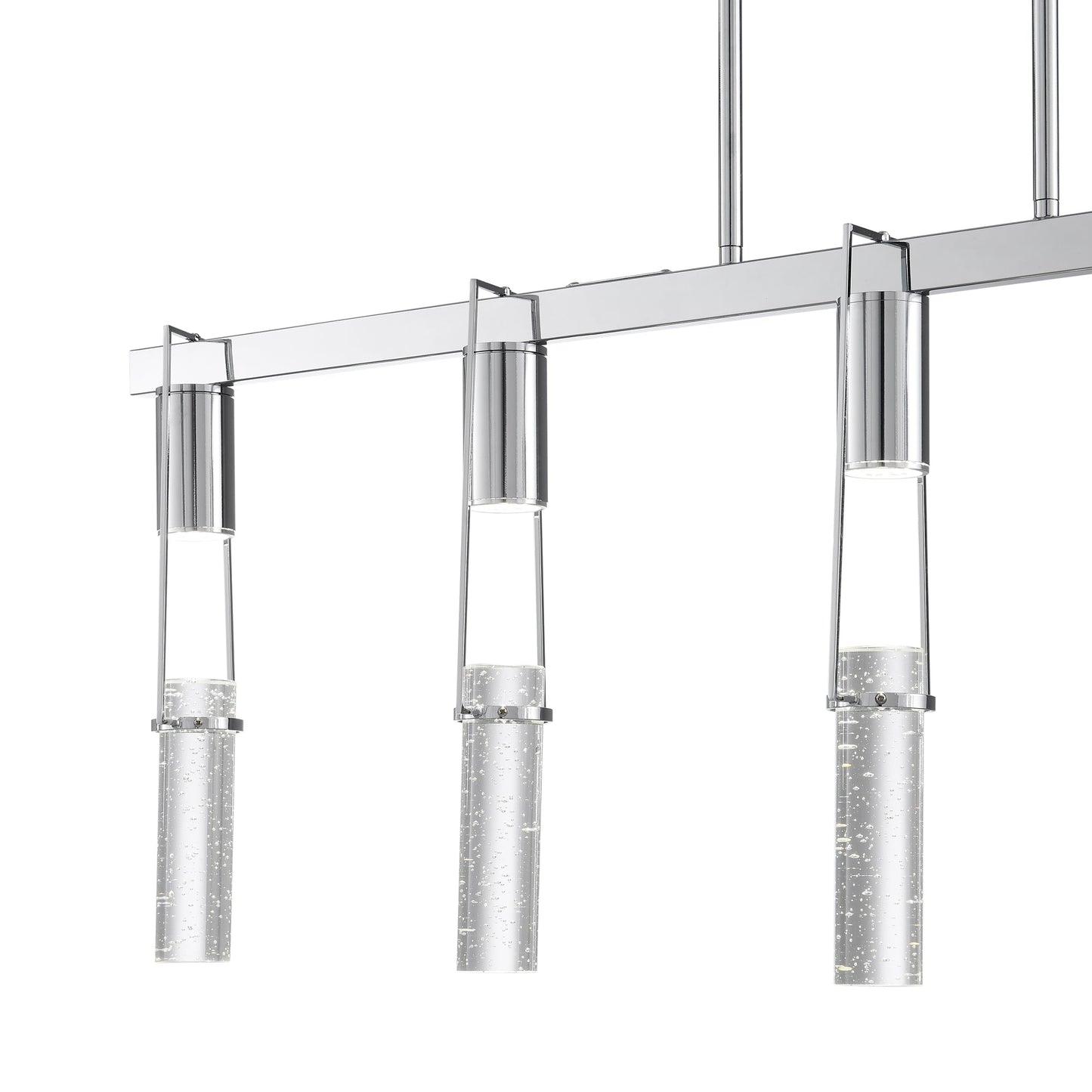 Finesse Decor Harmony 45" L x 21" H Chrome Finish 5-Light LED Chandelier