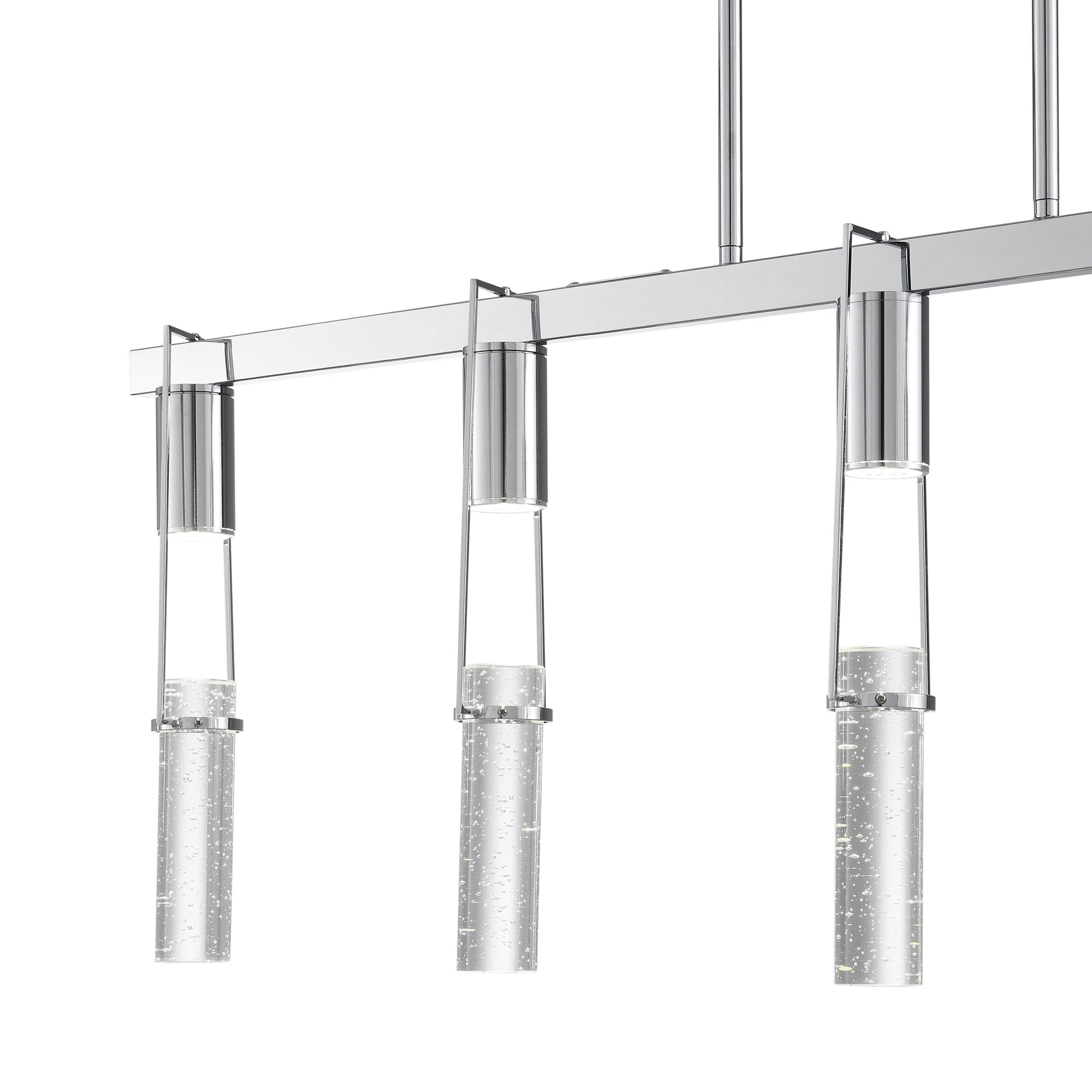 Finesse Decor Harmony 45" L x 21" H Chrome Finish 5-Light LED Chandelier
