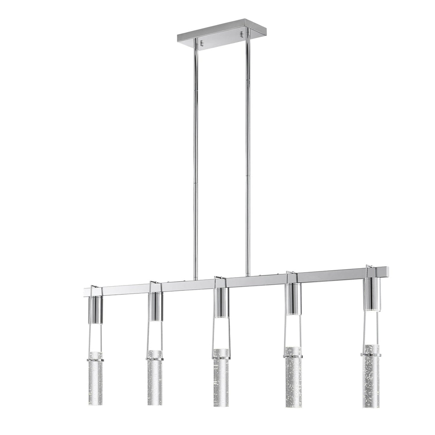 Finesse Decor Harmony 45" L x 21" H Chrome Finish 5-Light LED Chandelier