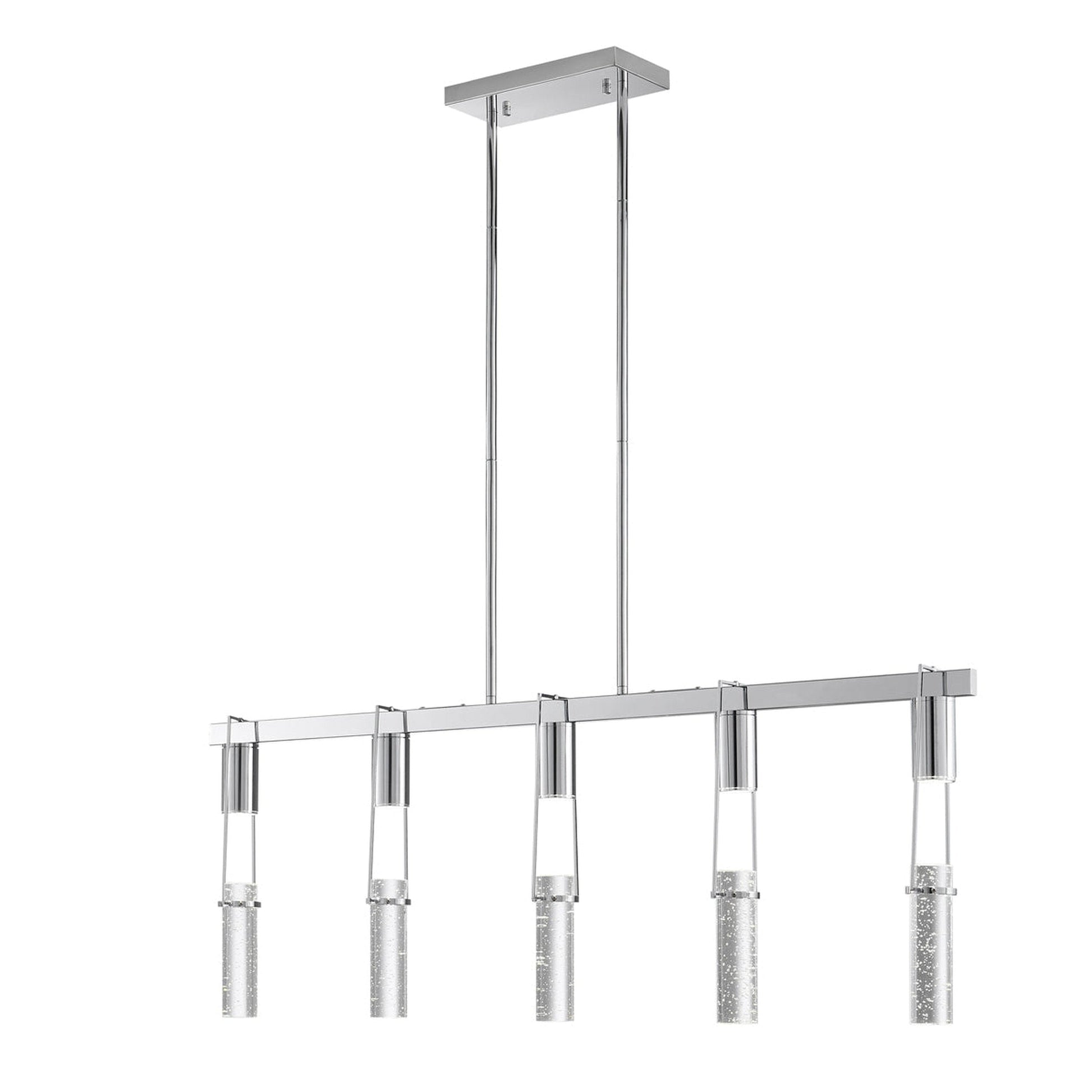 Finesse Decor Harmony 45" L x 21" H Chrome Finish 5-Light LED Chandelier