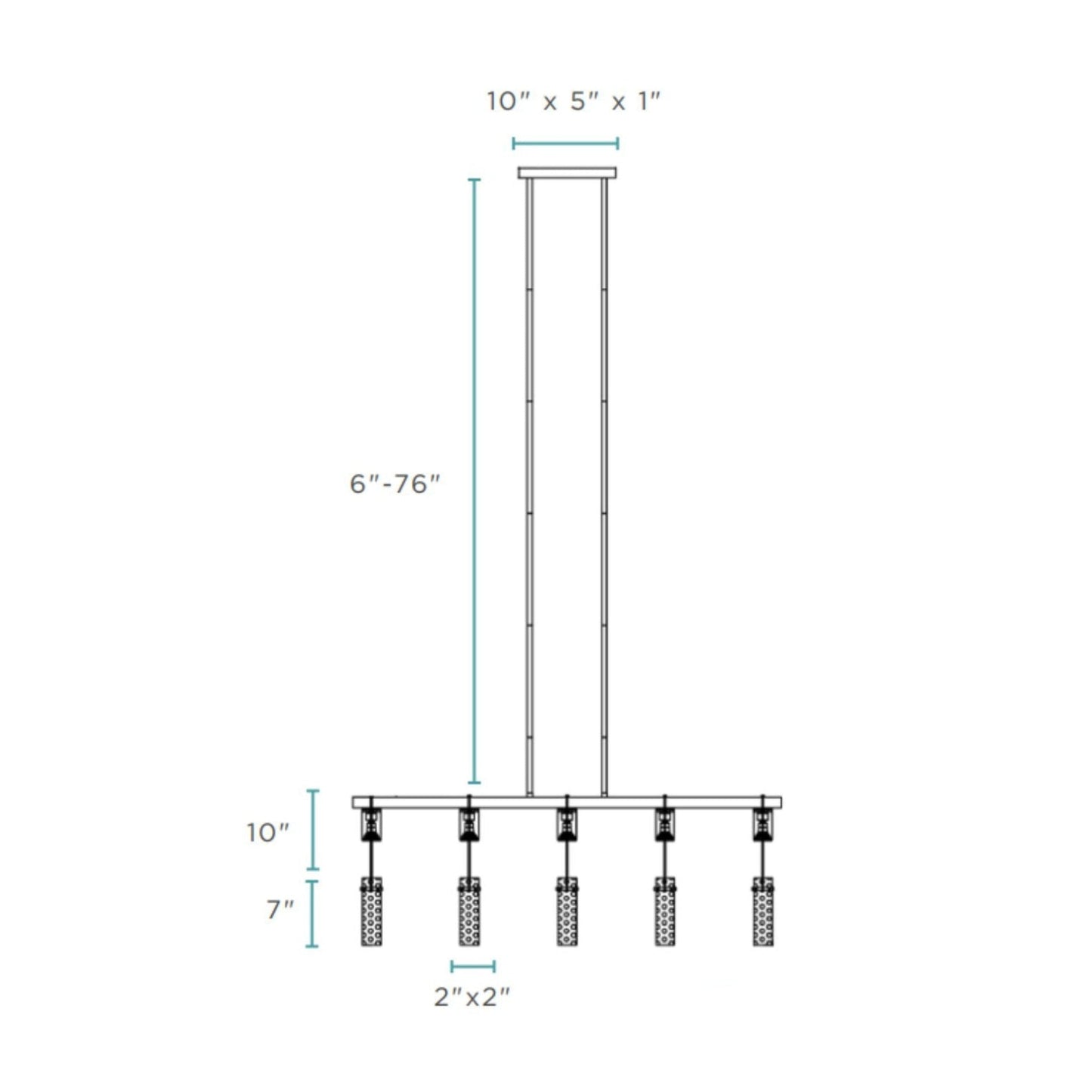 Finesse Decor Harmony 45" L x 21" H Matte Black Finish 5-Light LED Chandelier