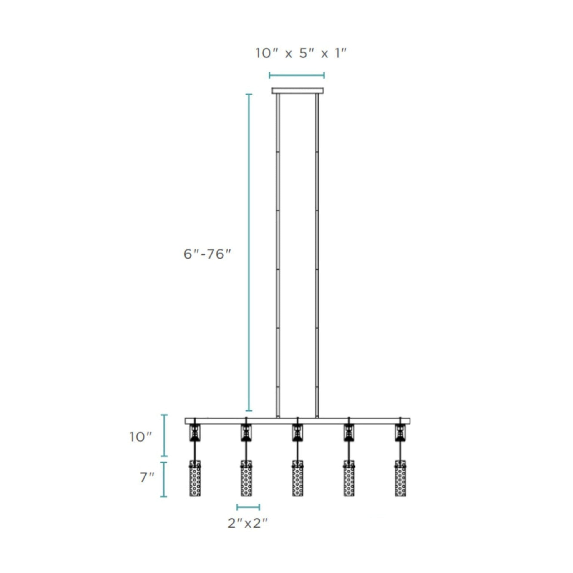 Finesse Decor Harmony 45" L x 21" H Matte Black Finish 5-Light LED Chandelier
