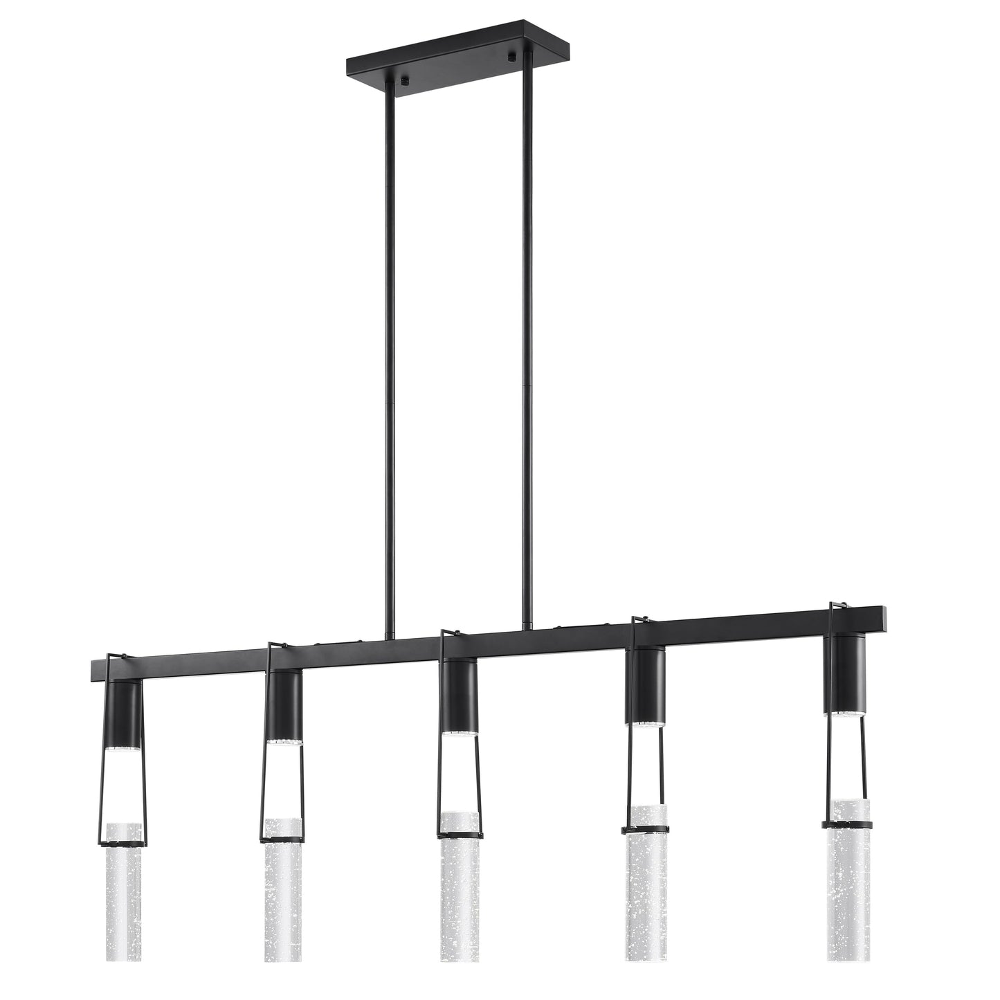 Finesse Decor Harmony 45" L x 21" H Matte Black Finish 5-Light LED Chandelier