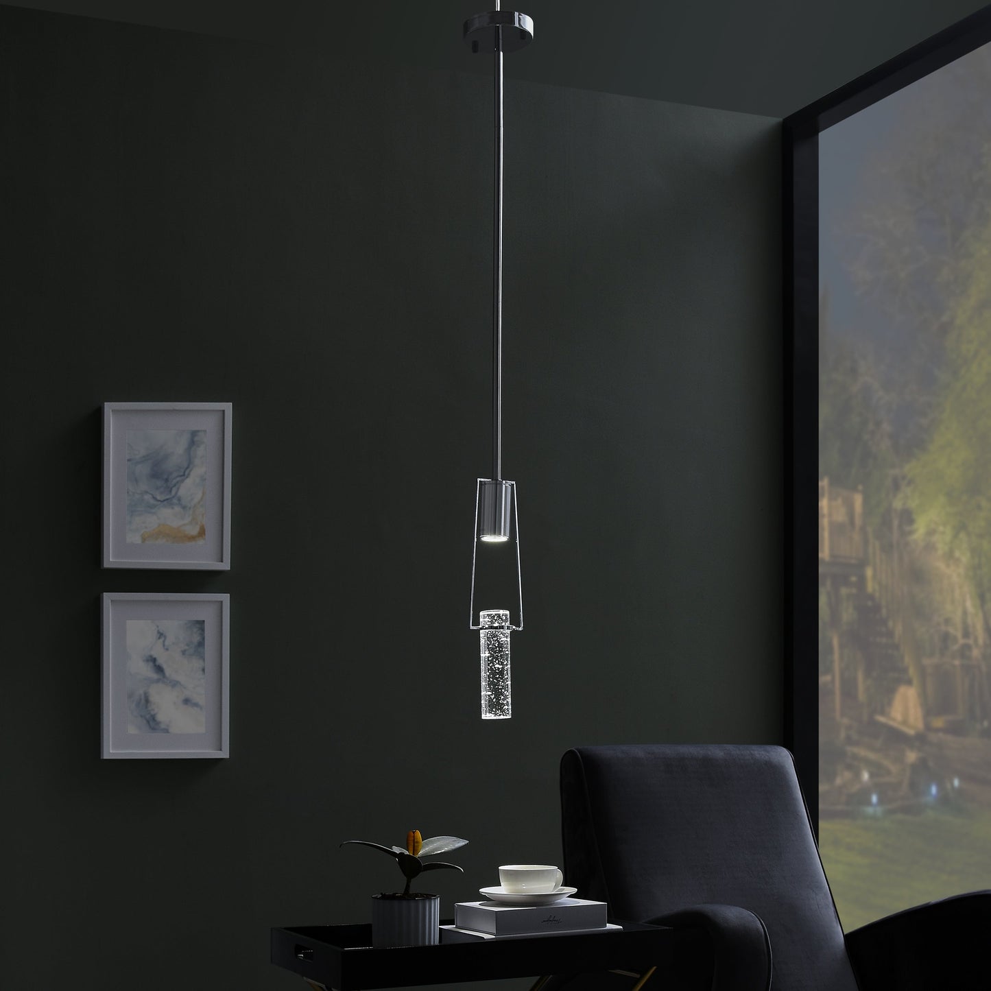 Finesse Decor Harmony Chrome Finish 1-Light Pendant