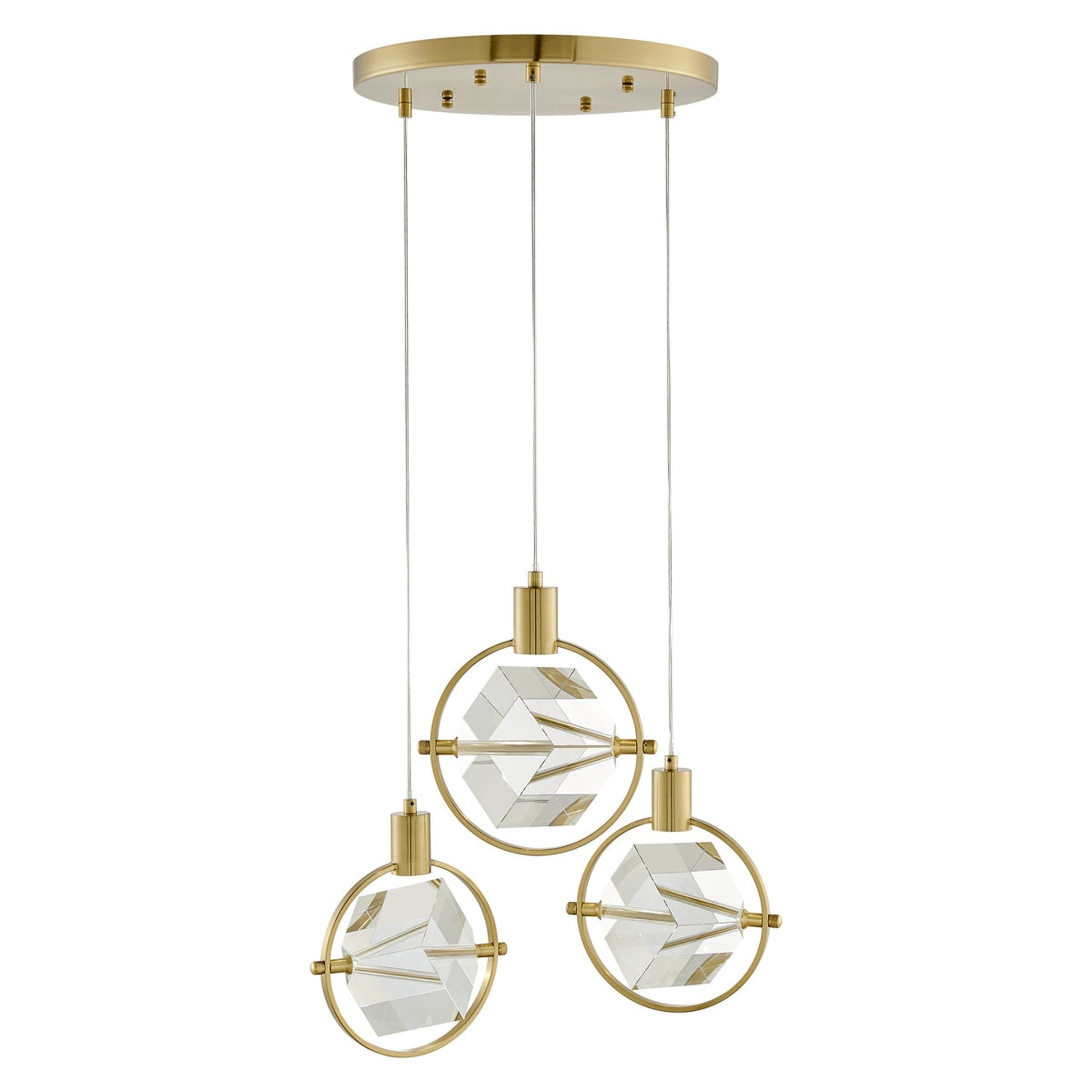 Finesse Decor Hollywood 18" W x 9" H Gold Finish 3-Light LED Chandelier
