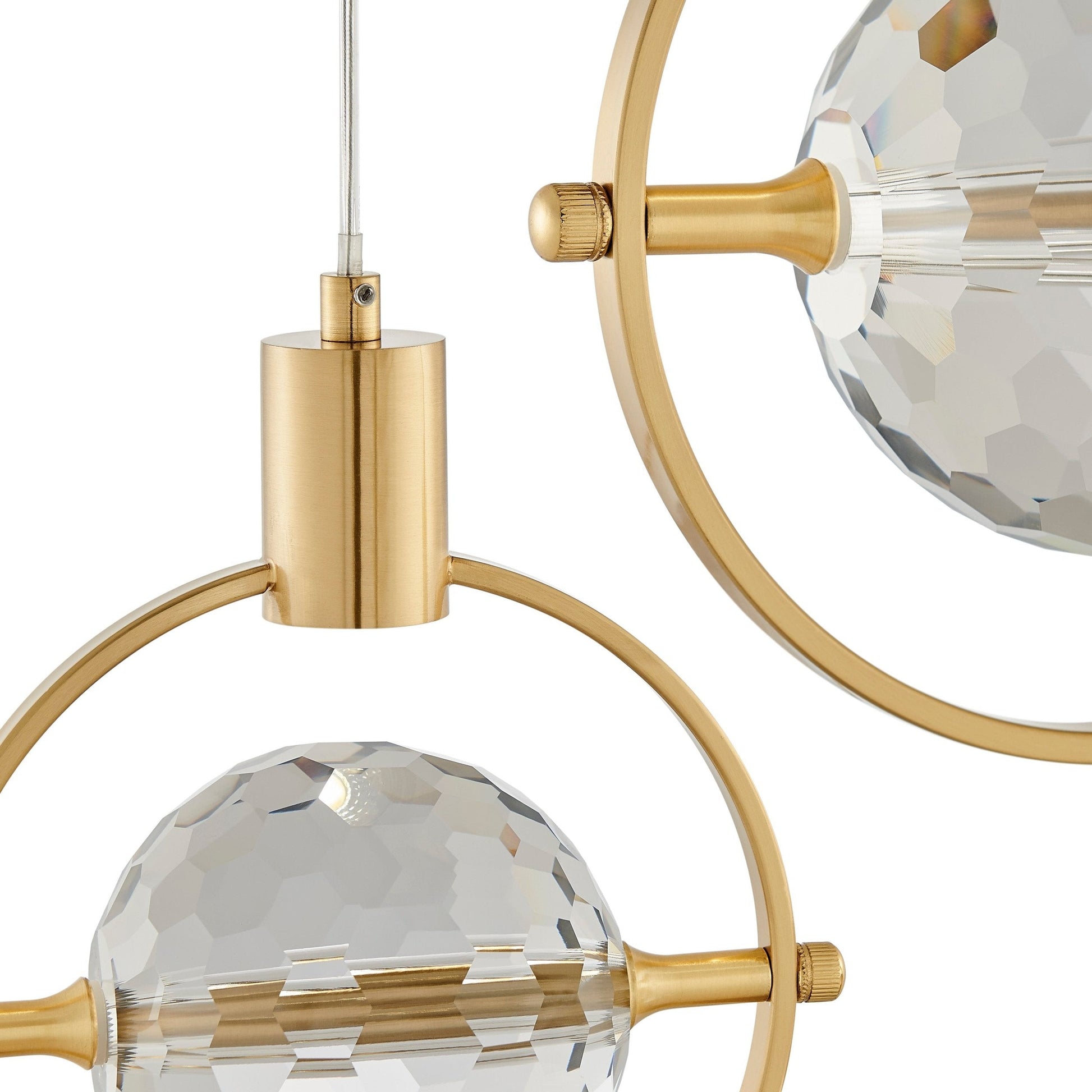Finesse Decor Hollywood 18" W x 9" H Gold Finish 3-Light LED Crystal Globe Chandelier