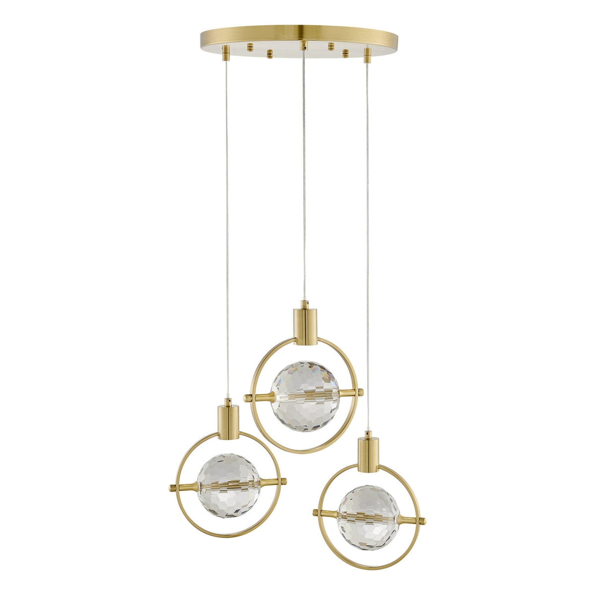 Finesse Decor Hollywood 18" W x 9" H Gold Finish 3-Light LED Crystal Globe Chandelier