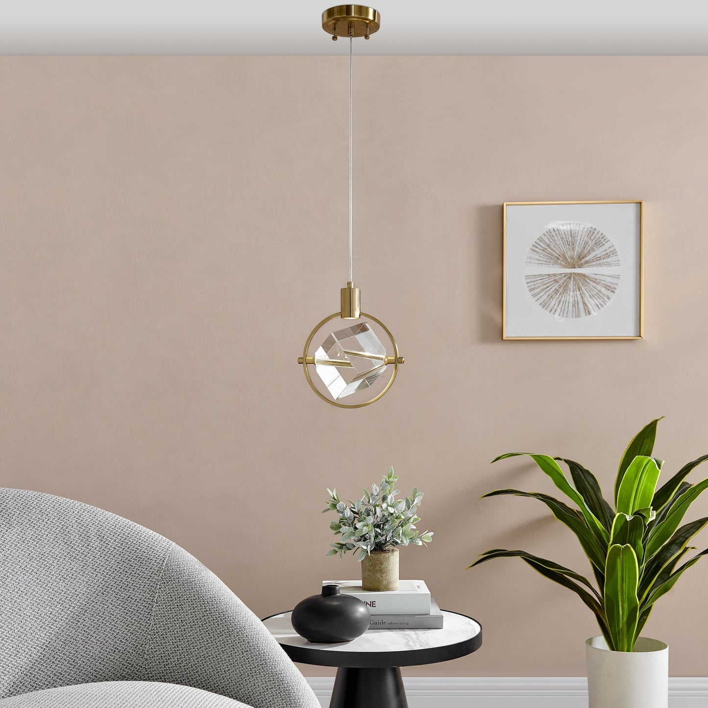 Finesse Decor Hollywood 7" W x 9" H Gold Finish 1-Light LED Chandelier