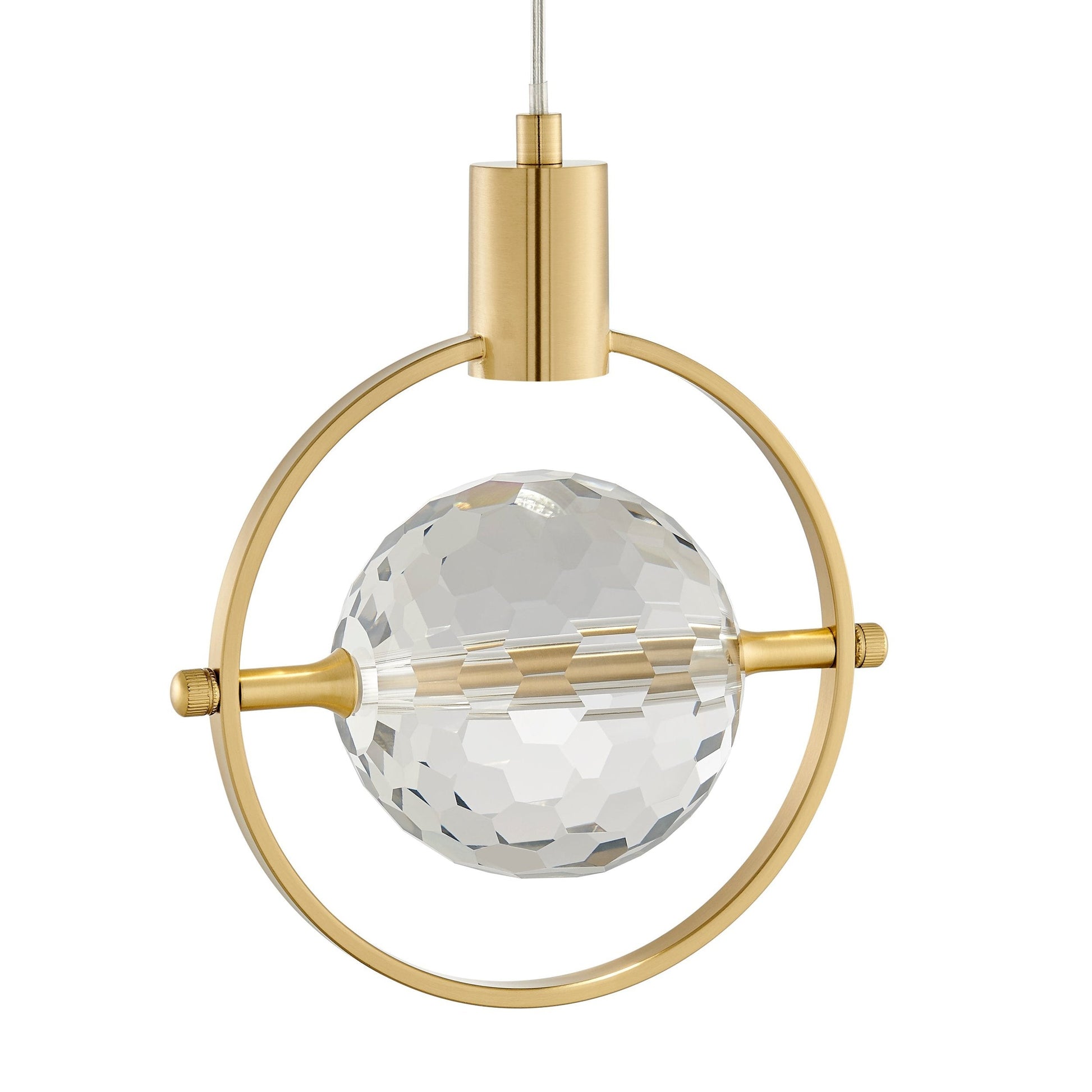 Finesse Decor Hollywood 7" W x 9" H Gold Finish 1-Light LED Crystal Globe Chandelier