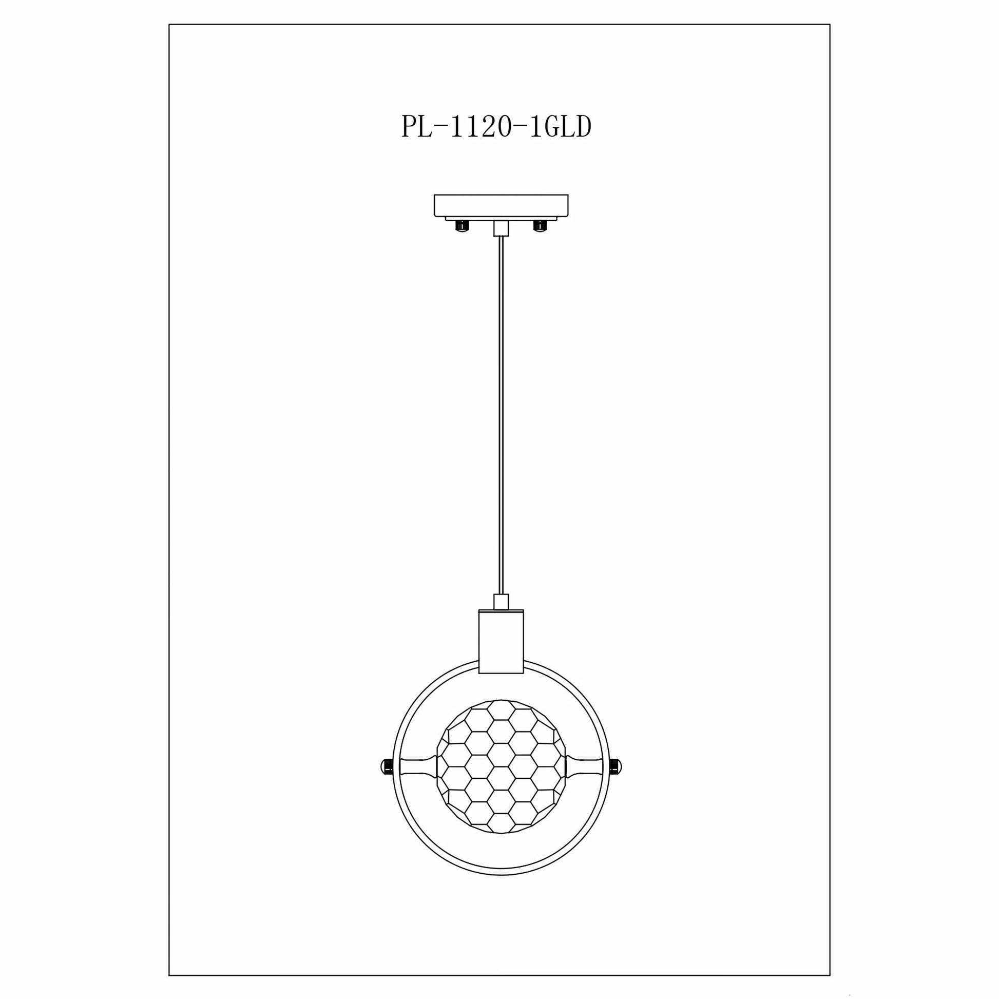 Finesse Decor Hollywood 7" W x 9" H Gold Finish 1-Light LED Crystal Globe Chandelier