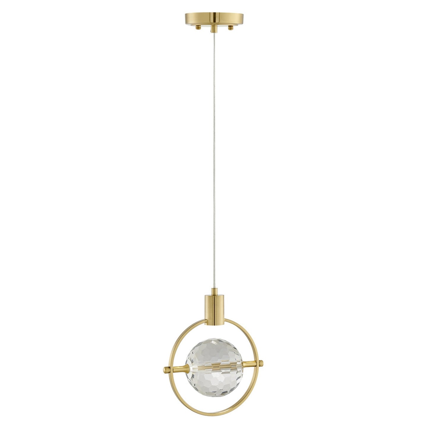 Finesse Decor Hollywood 7" W x 9" H Gold Finish 1-Light LED Crystal Globe Chandelier