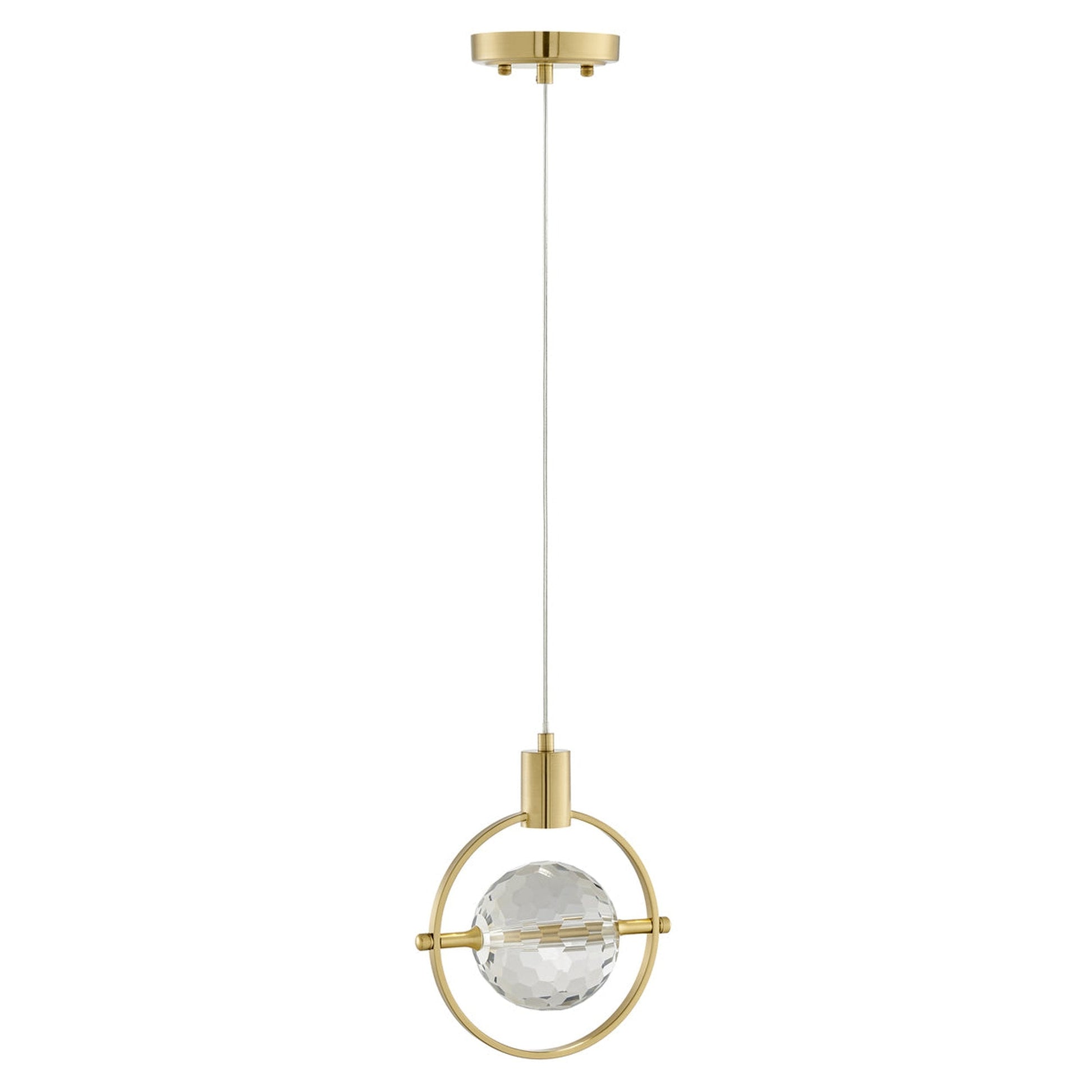 Finesse Decor Hollywood 7" W x 9" H Gold Finish 1-Light LED Crystal Globe Chandelier
