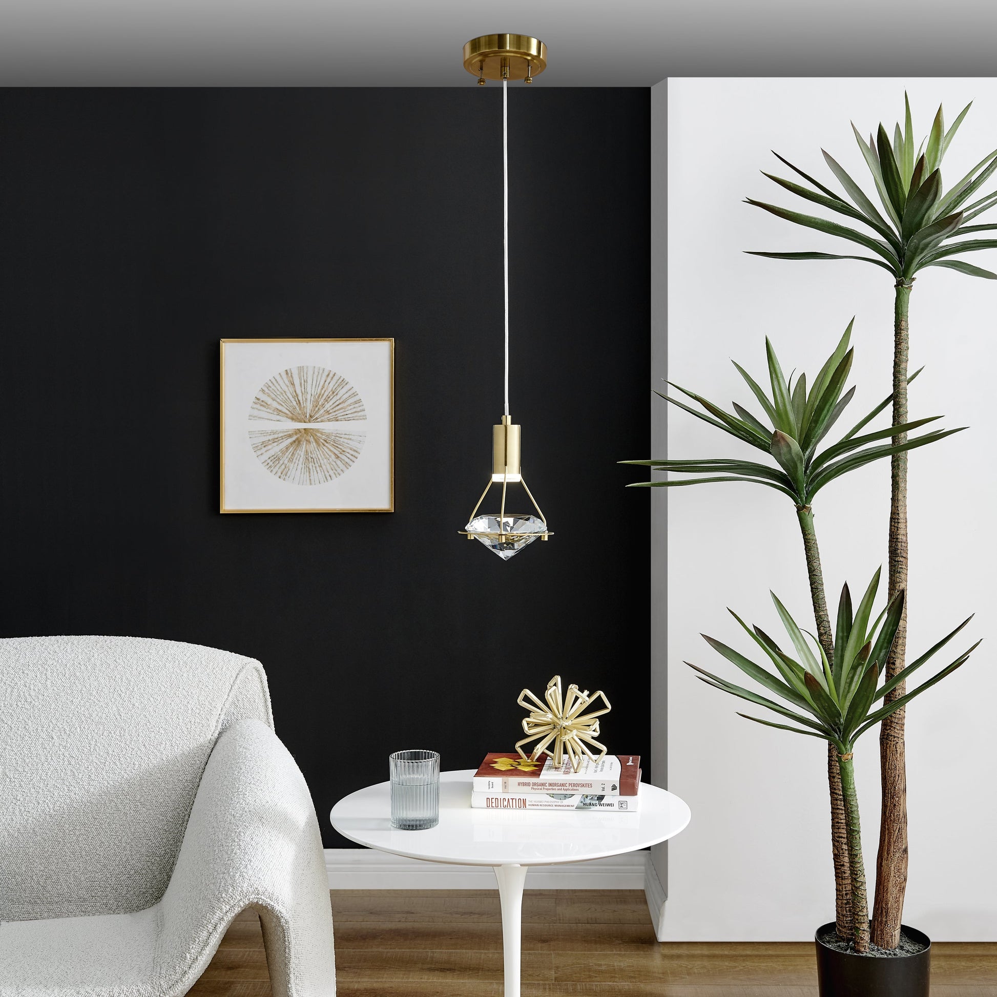 Finesse Decor Hollywood 7" W x 9" H Gold Finish Single Light Pendant