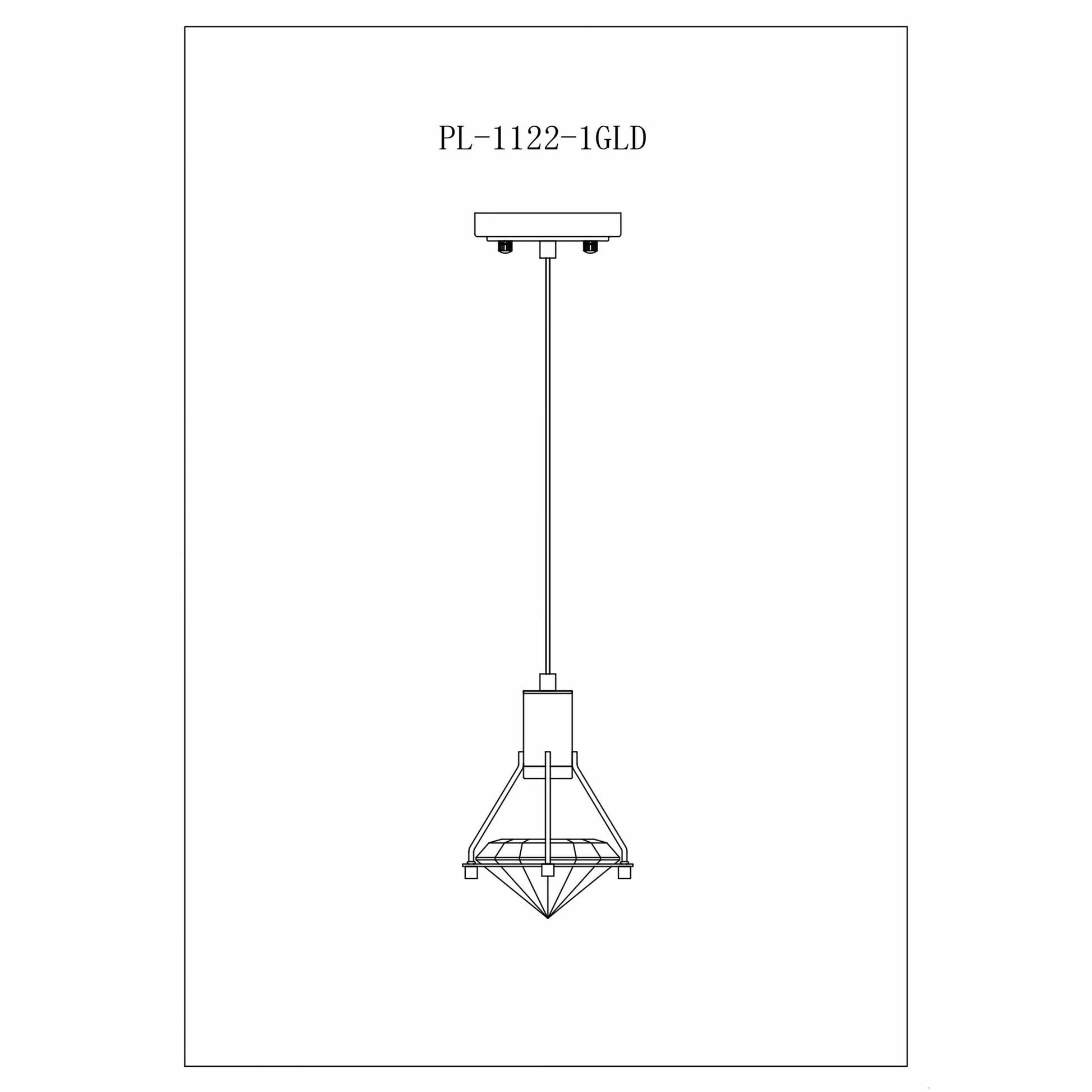 Finesse Decor Hollywood 7" W x 9" H Gold Finish Single Light Pendant
