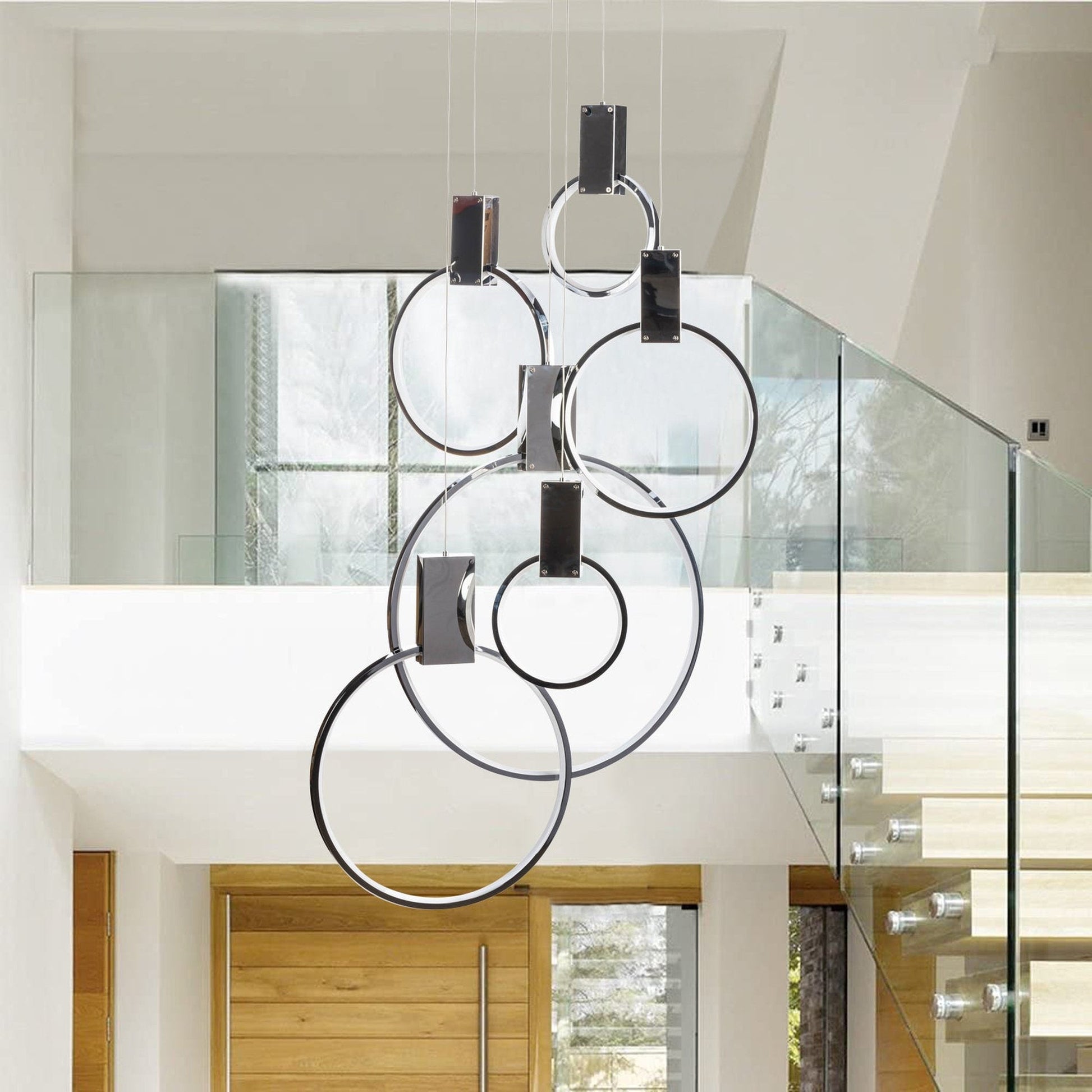 Finesse Decor Hong Kong 20" Chrome Finish 6-Light LED Chandelier