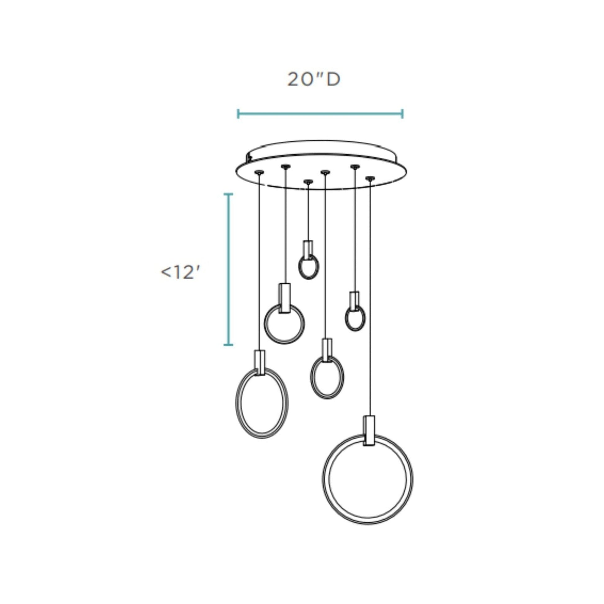 Finesse Decor Hong Kong 20" Chrome Finish 6-Light LED Chandelier