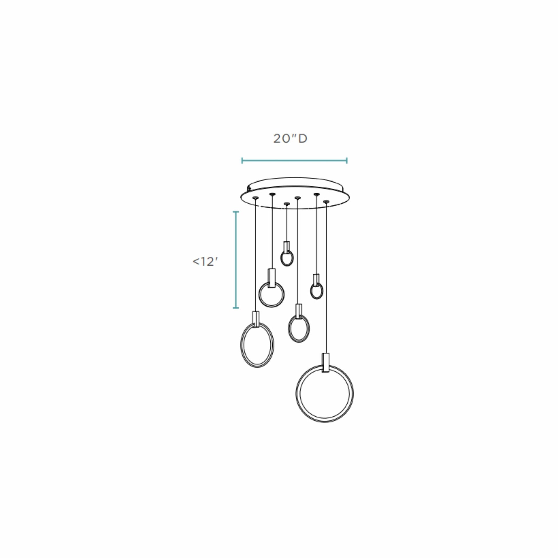 Finesse Decor Hong Kong 20" Matte Black Finish 6-Light LED Chandelier