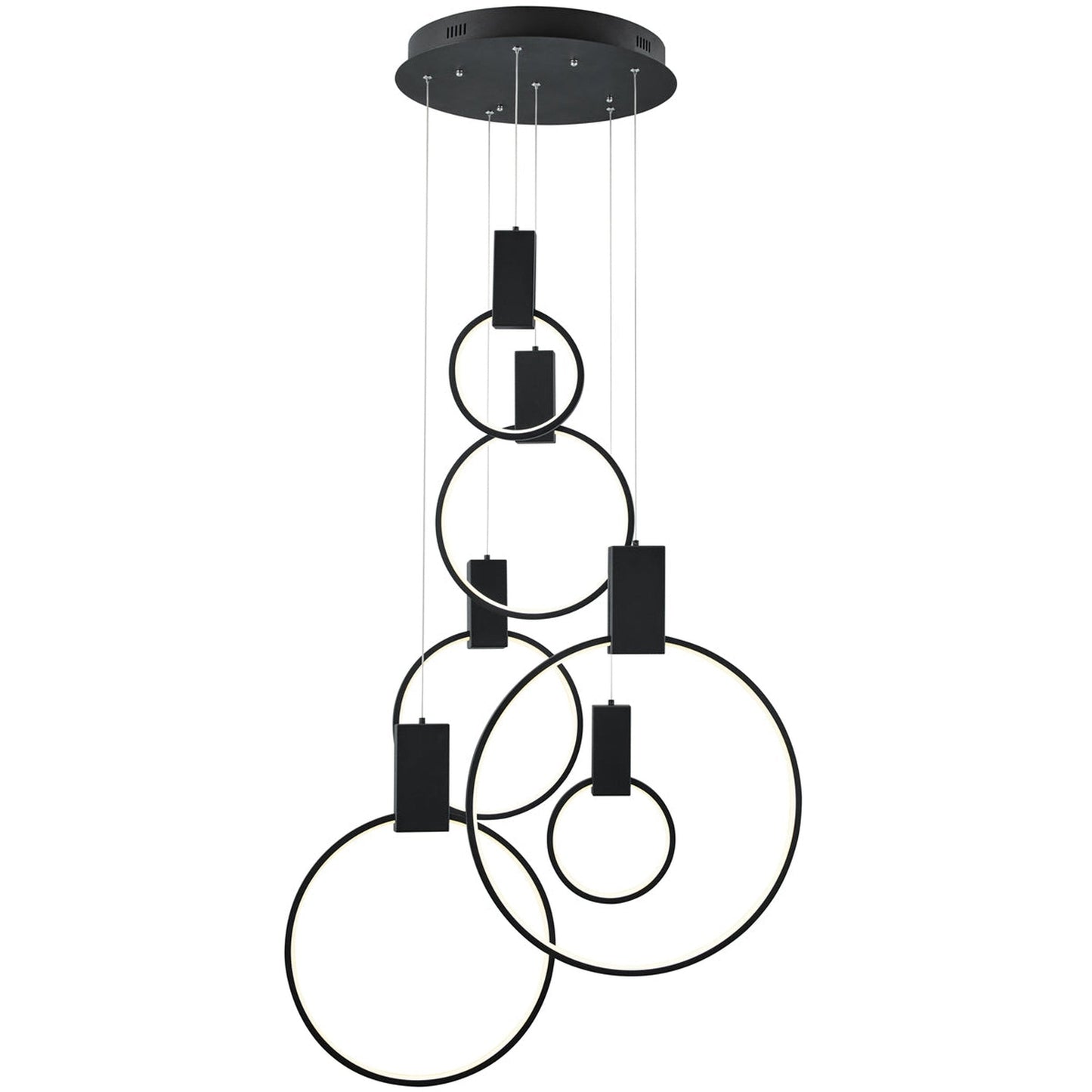 Finesse Decor Hong Kong 20" Matte Black Finish 6-Light LED Chandelier