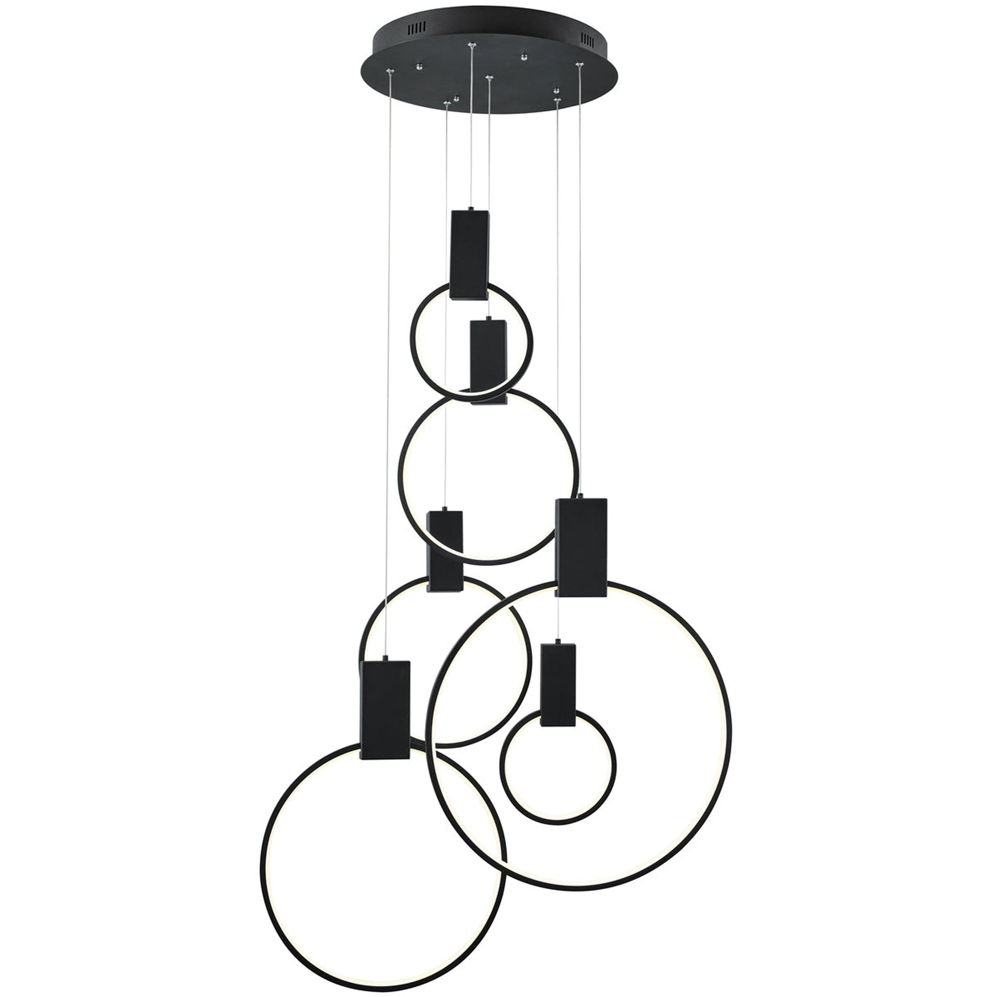 Finesse Decor Hong Kong 20" Matte Black Finish 6-Light LED Chandelier