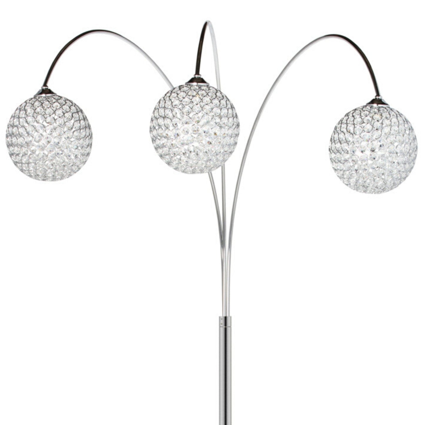 Finesse Decor Horizontal Crystal Spheres 85" Chrome Finish 3-Light LED Floor Lamp