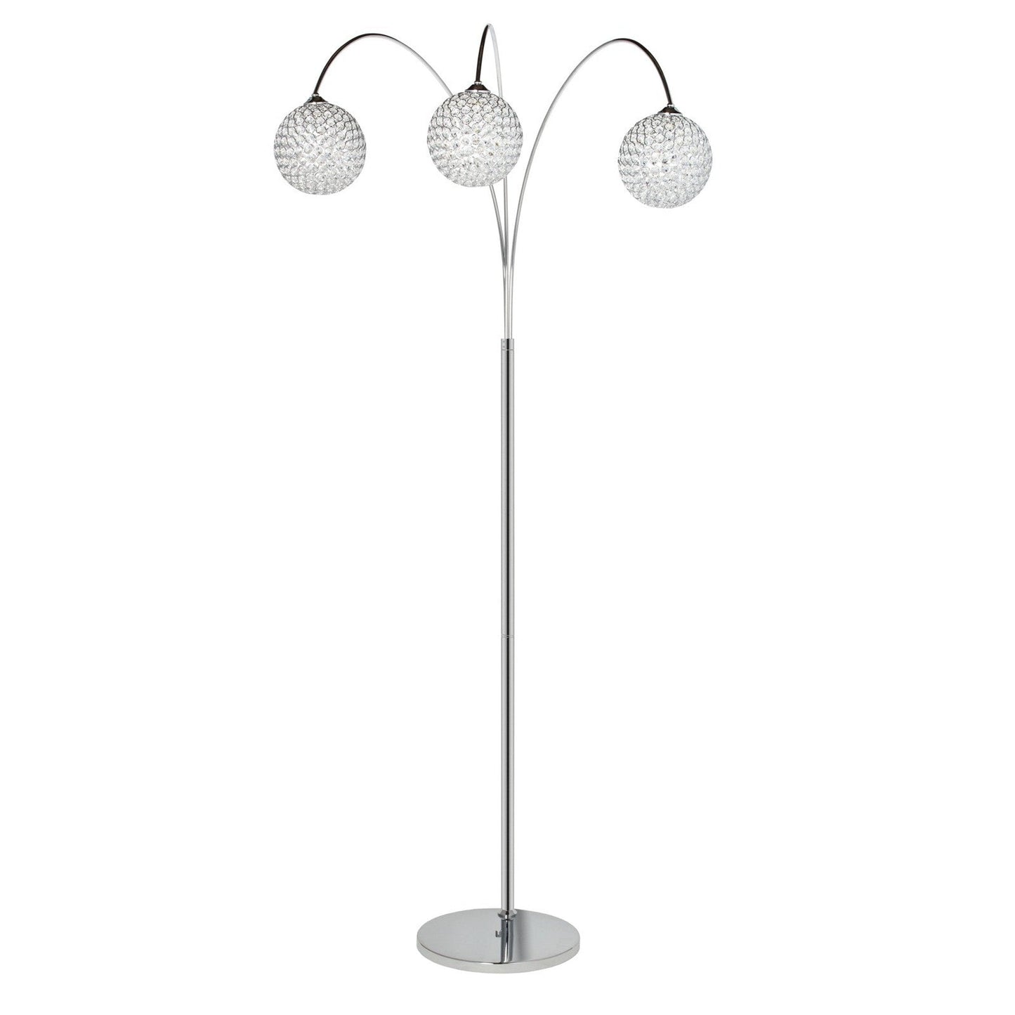 Finesse Decor Horizontal Crystal Spheres 85" Chrome Finish 3-Light LED Floor Lamp