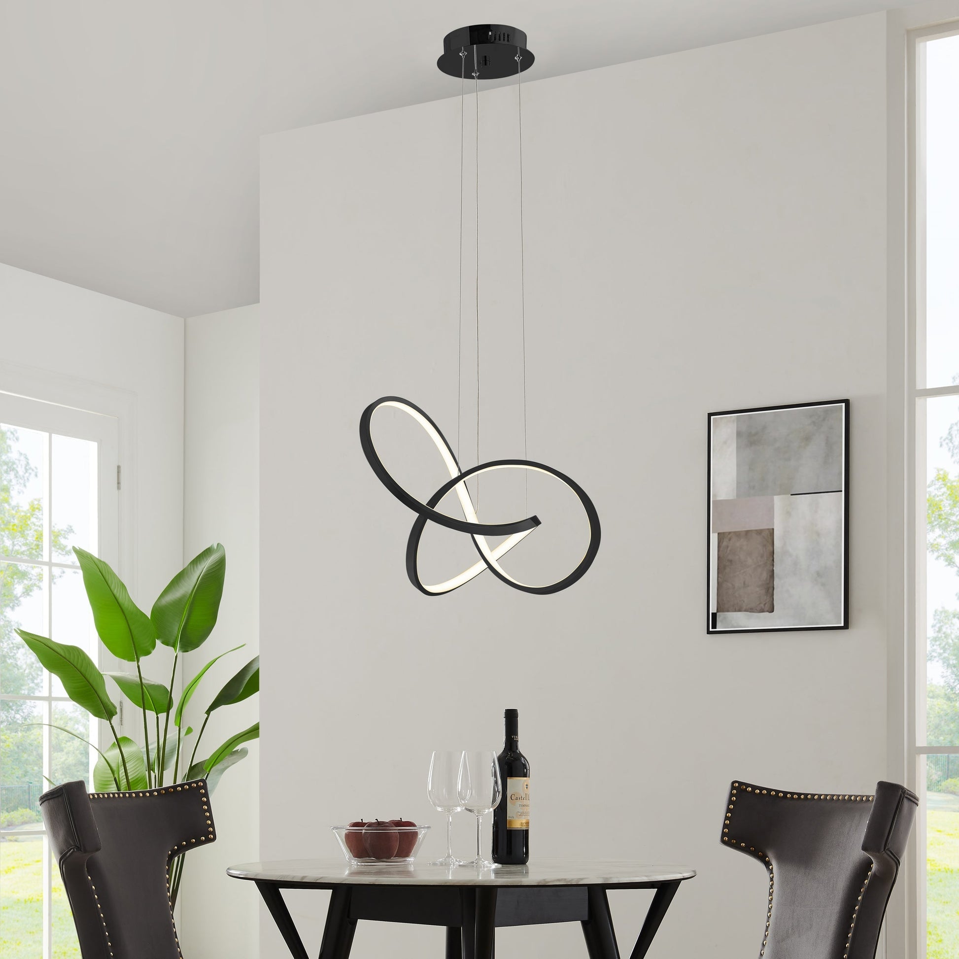 Finesse Decor Knotted 20" W x 8" H Black Finish 1-Light LED Chandelier