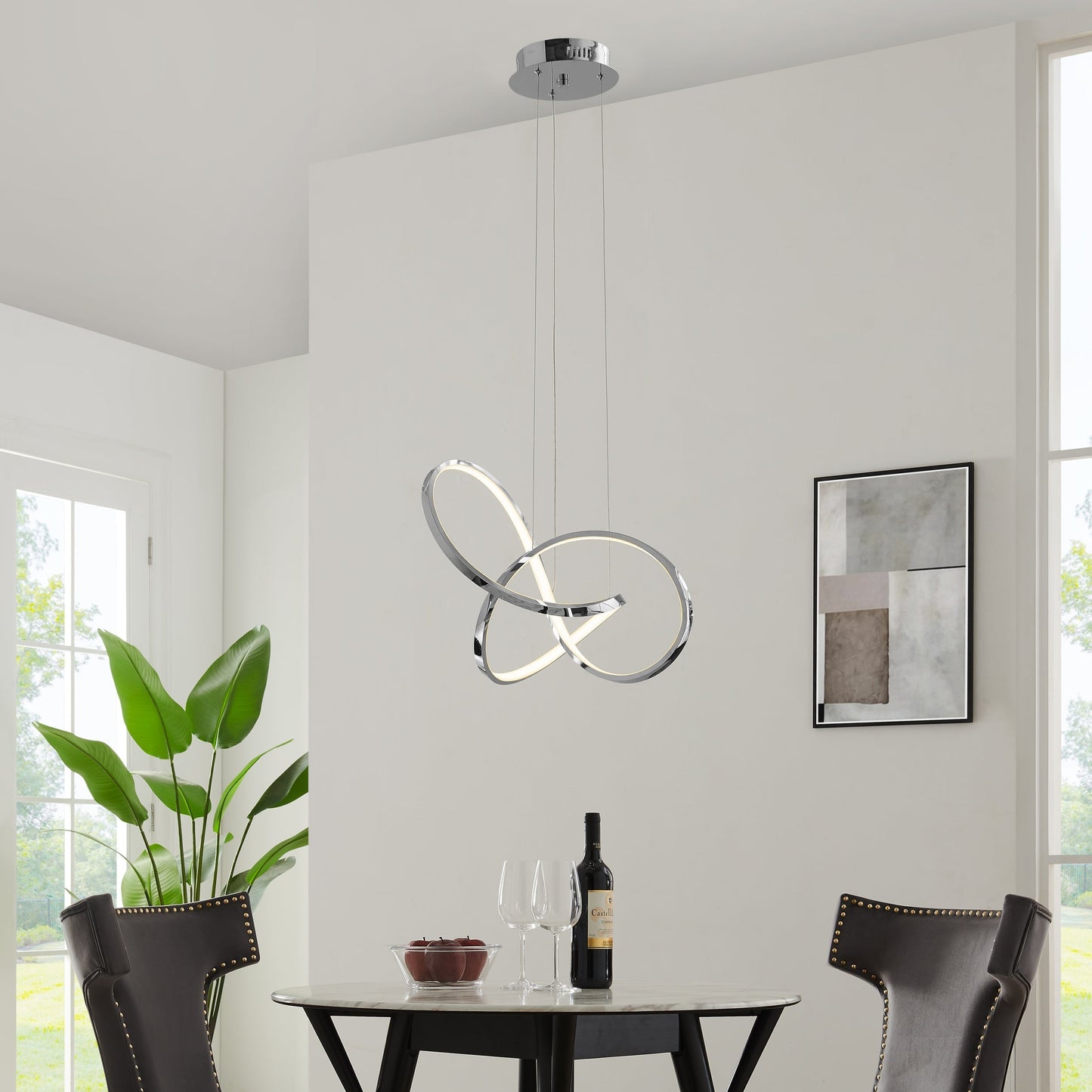 Finesse Decor Knotted 20" W x 8" H Chrome Finish 1-Light LED Chandelier