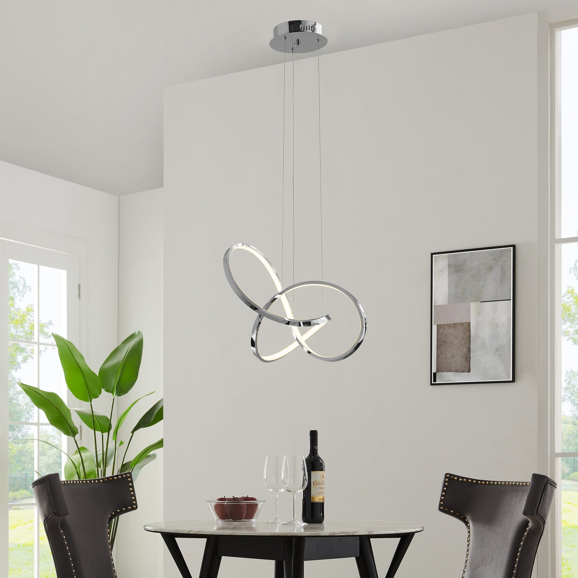 Finesse Decor Knotted 20" W x 8" H Chrome Finish 1-Light LED Chandelier