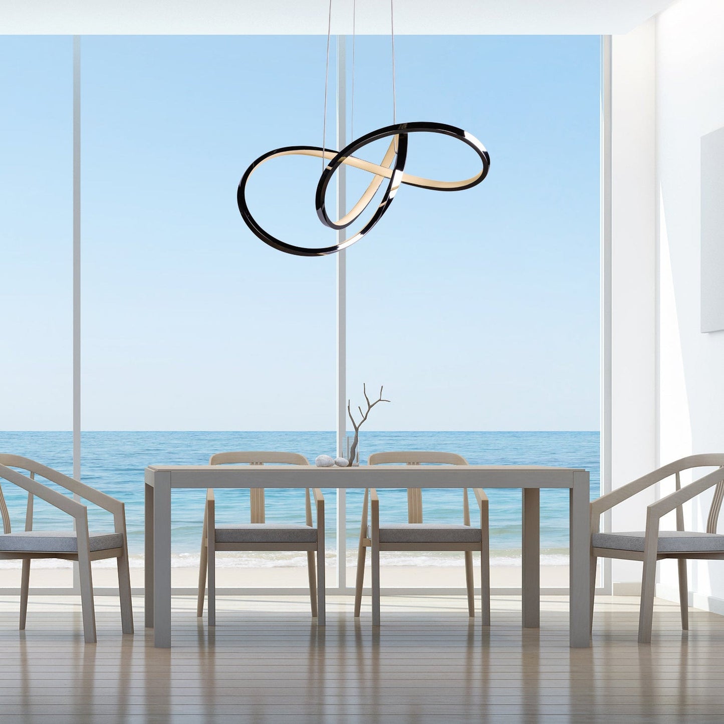 Finesse Decor Knotted 20" W x 8" H Chrome Finish 1-Light LED Chandelier