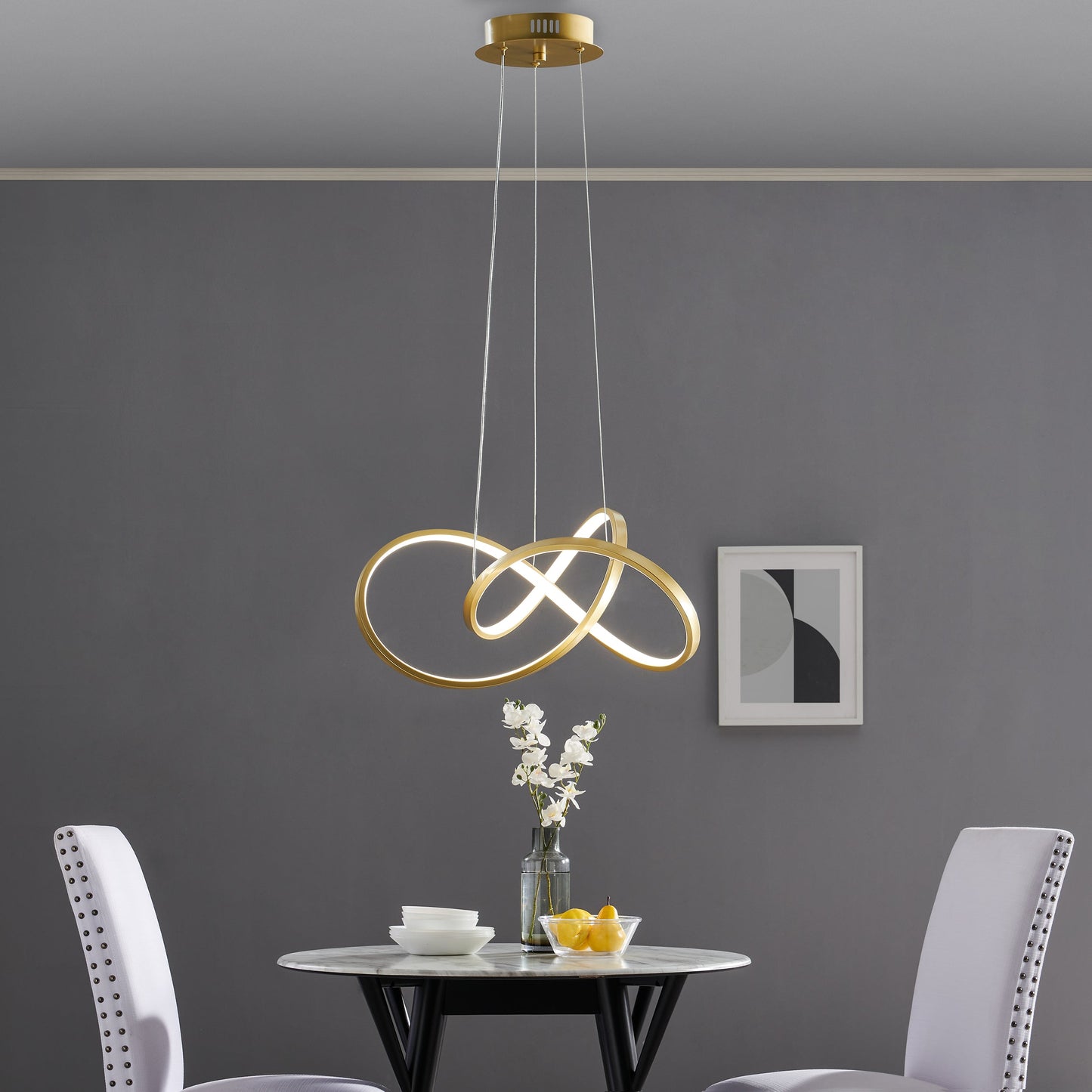 Finesse Decor Knotted 20" W x 8" H Gold Finish 1-Light LED Chandelier