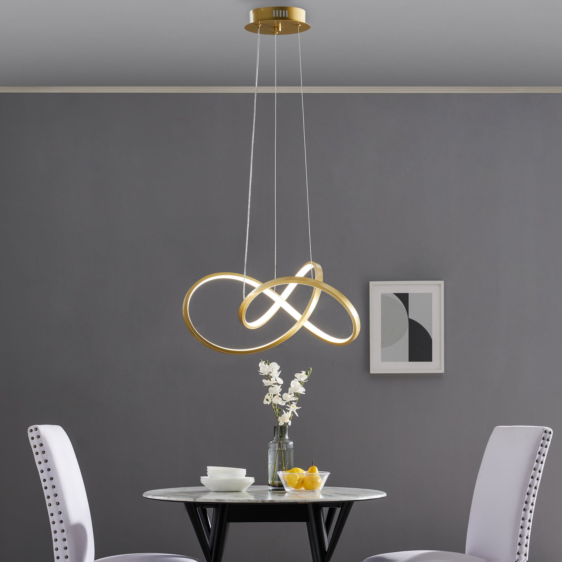 Finesse Decor Knotted 20" W x 8" H Gold Finish 1-Light LED Chandelier