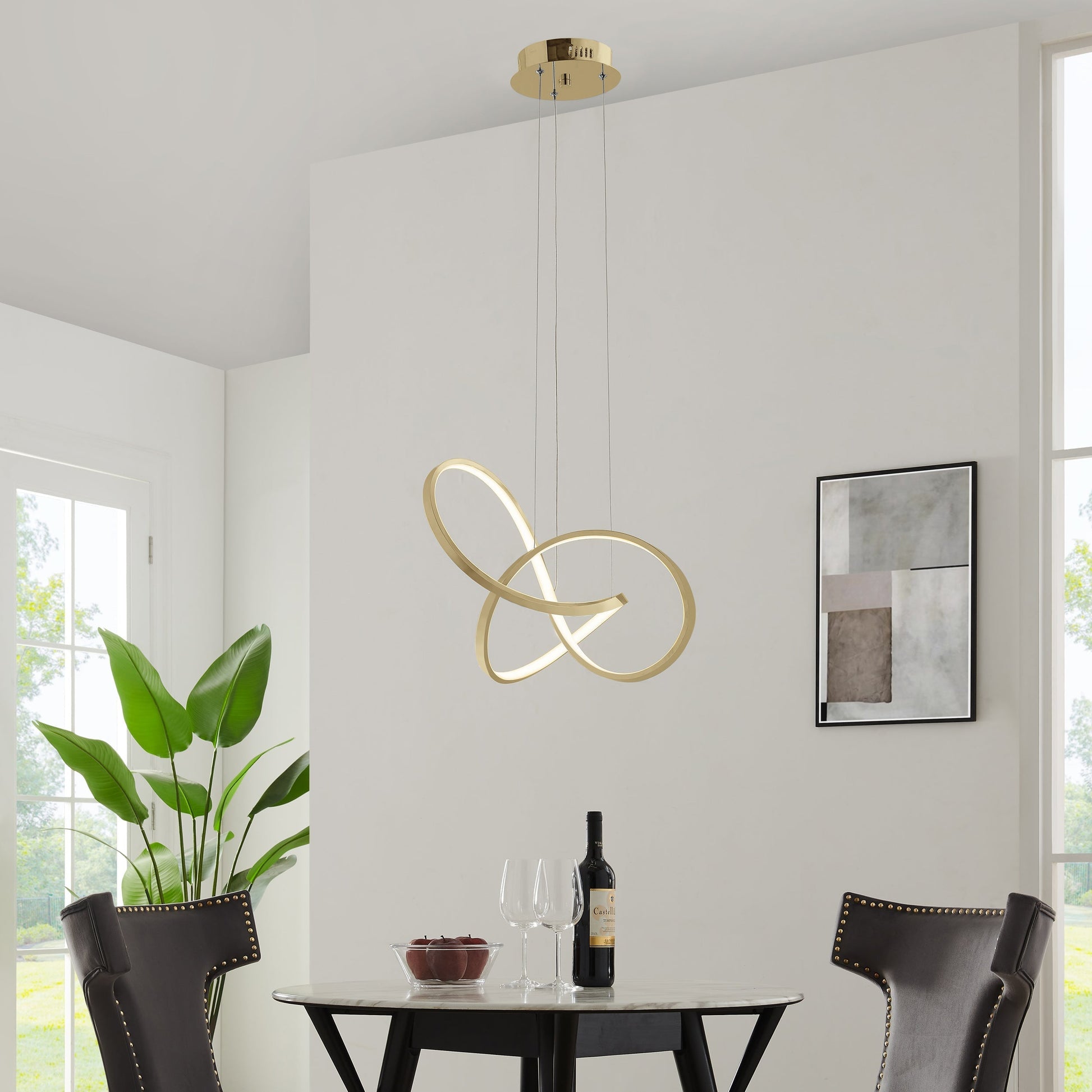 Finesse Decor Knotted 20" W x 8" H Gold Finish 1-Light LED Chandelier