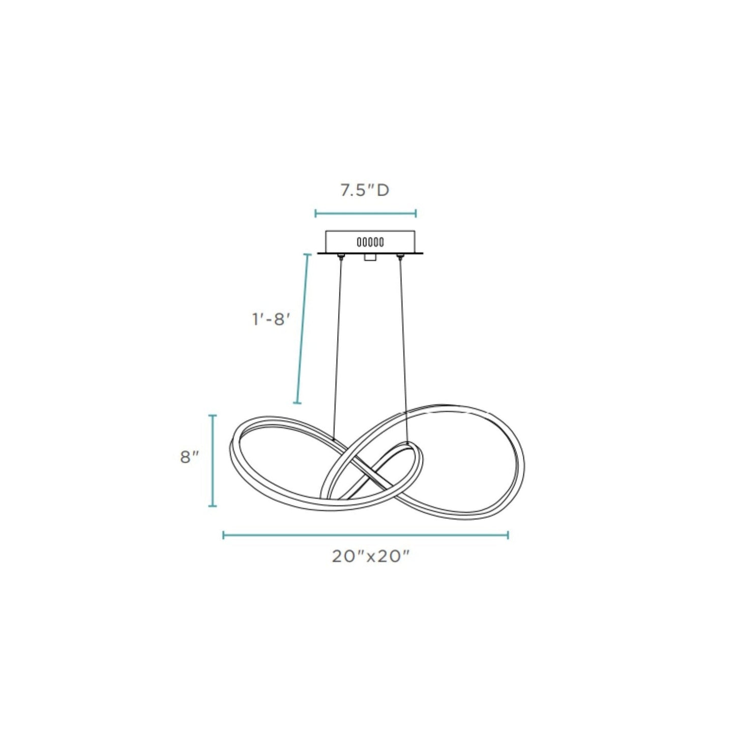 Finesse Decor Knotted 20" W x 8" H Gold Finish 1-Light LED Chandelier