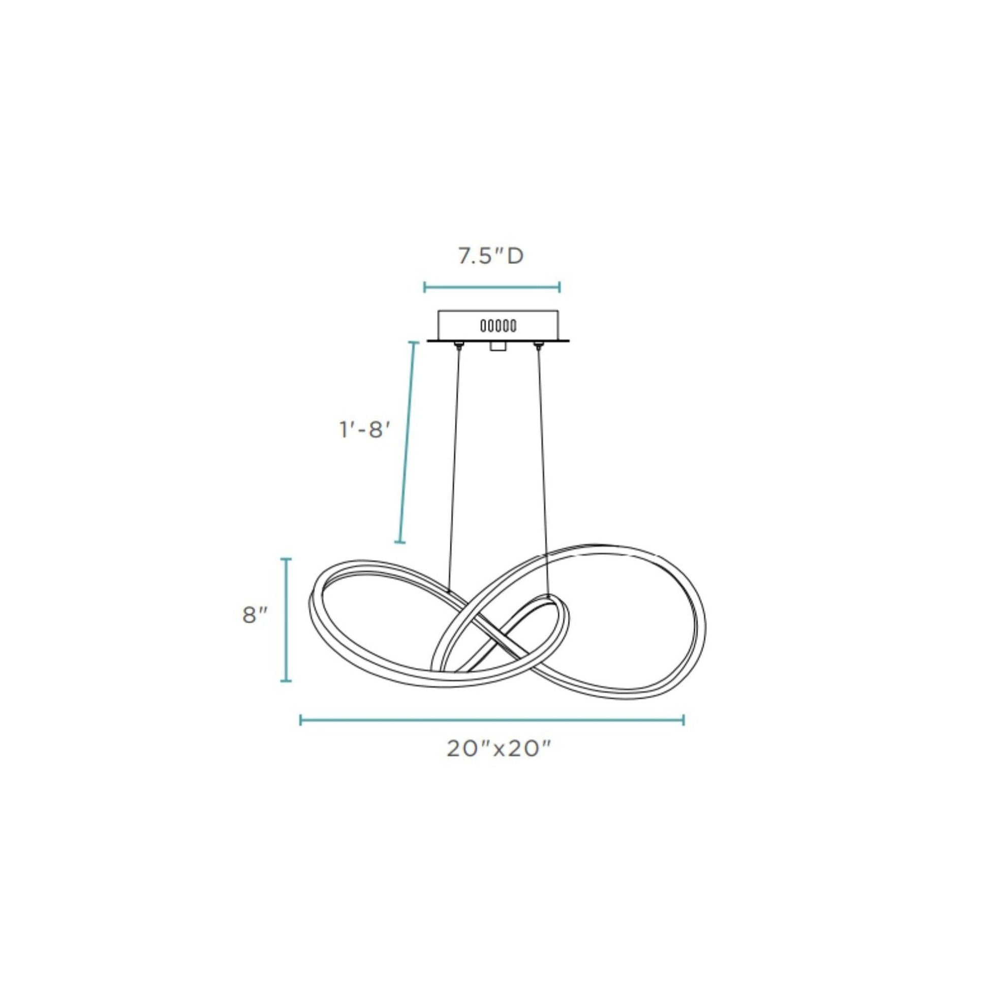 Finesse Decor Knotted 20" W x 8" H Gold Finish 1-Light LED Chandelier