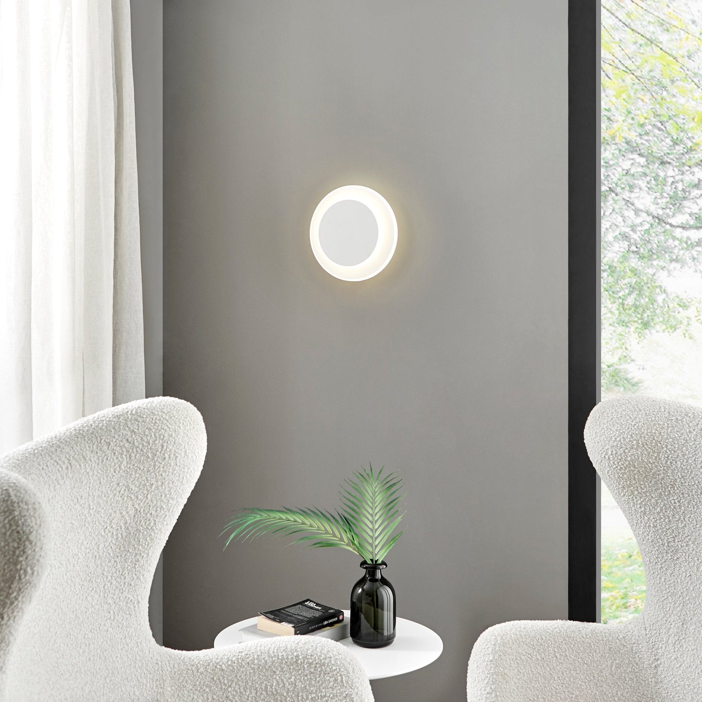 Finesse Decor Luna Eclipse 11" Matte White Acrylic Two Circle Wall Lamp