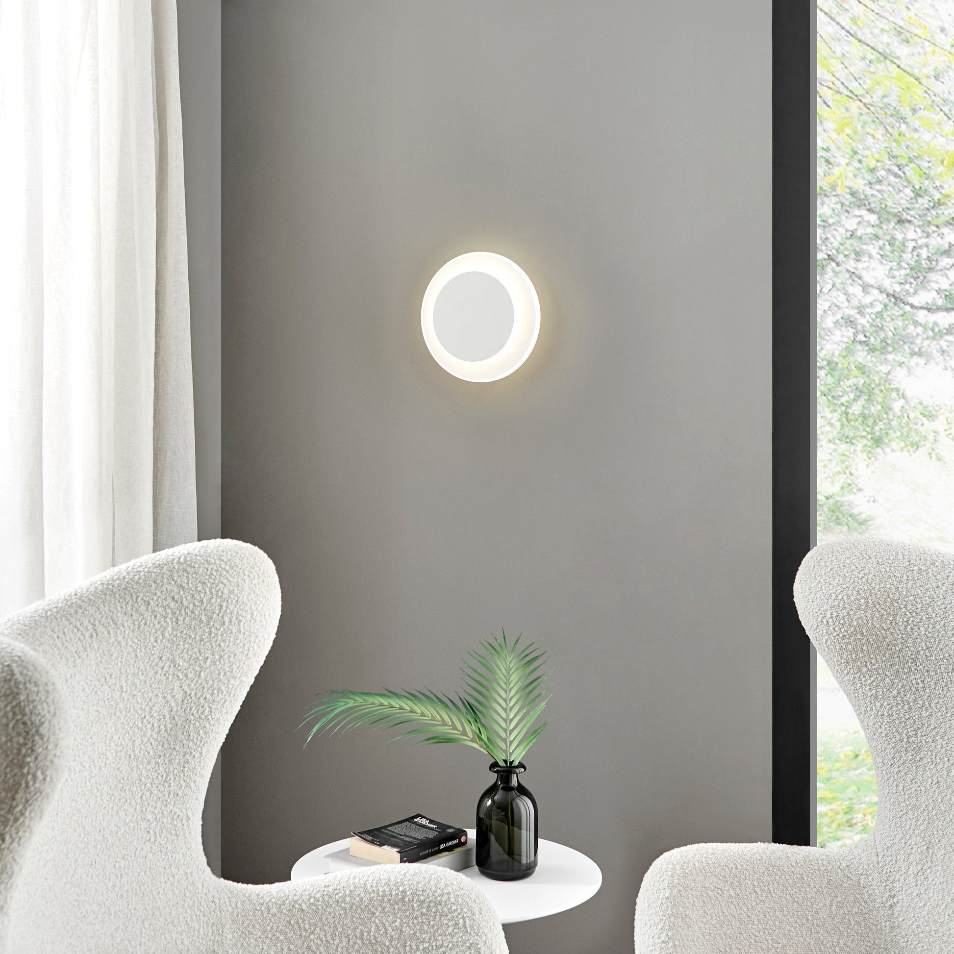 Finesse Decor Luna Eclipse 11" Matte White Acrylic Two Circle Wall Lamp