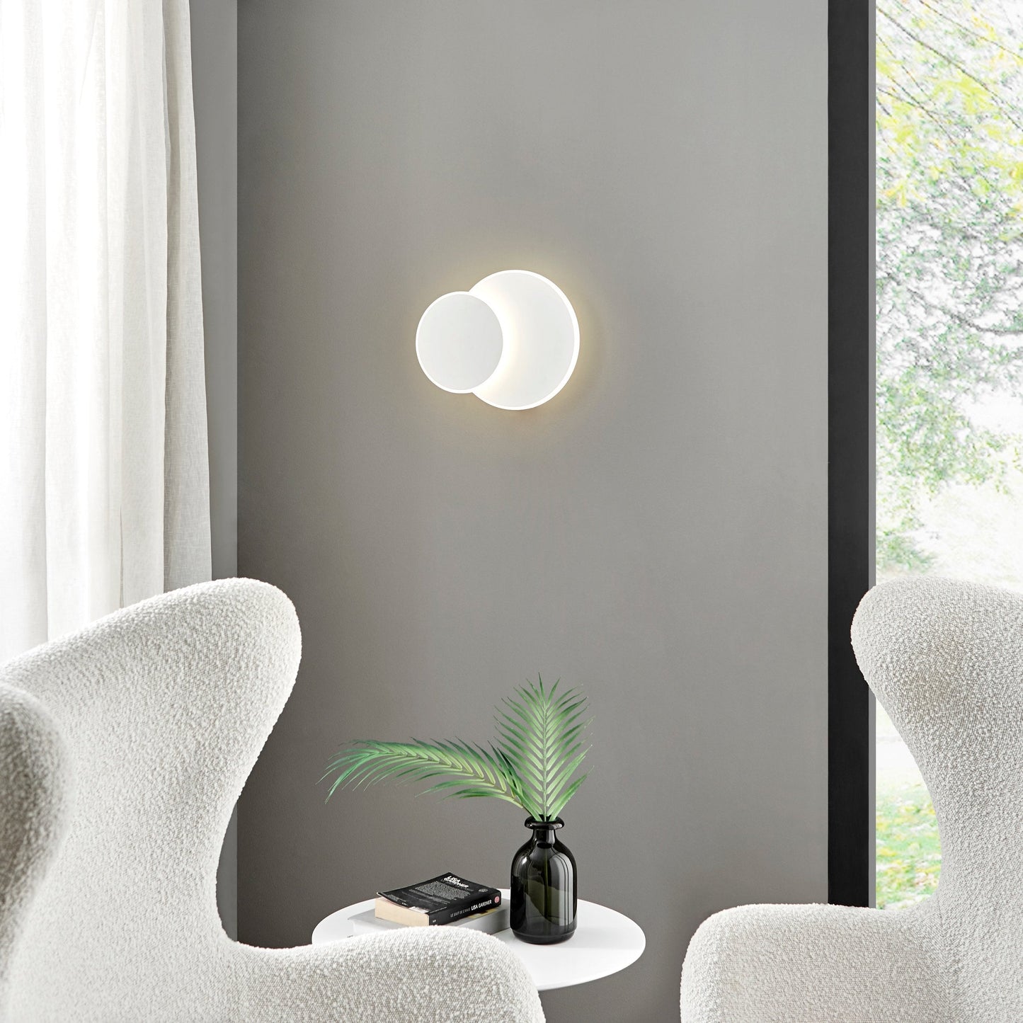 Finesse Decor Luna Eclipse 11" Matte White Acrylic Two Circle Wall Lamp