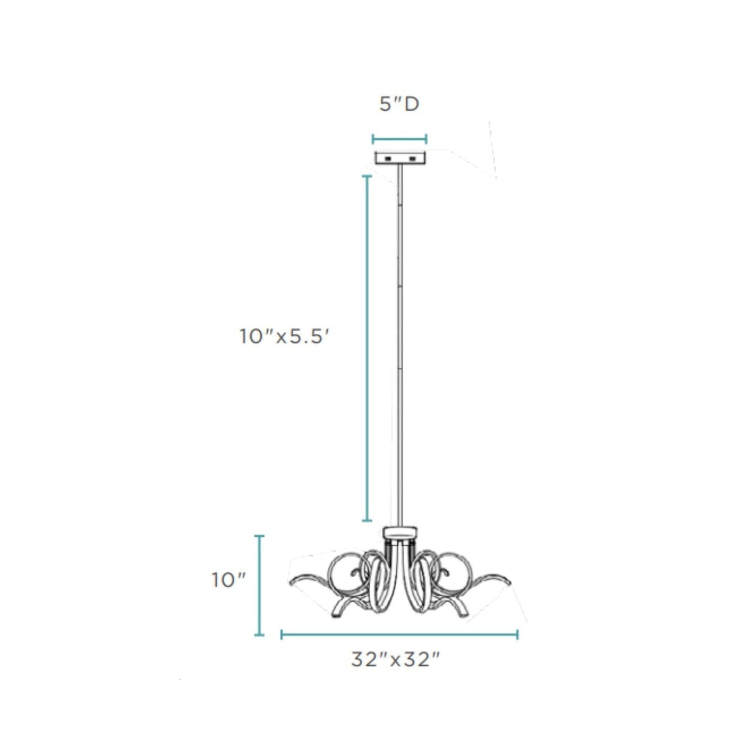 Finesse Decor Magnolia 32" Chrome Finish 6-Light LED Chandelier