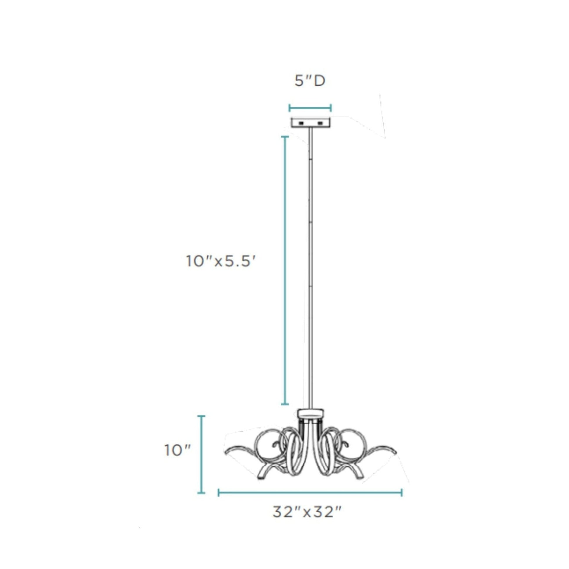 Finesse Decor Magnolia 32" Chrome Finish 6-Light LED Chandelier