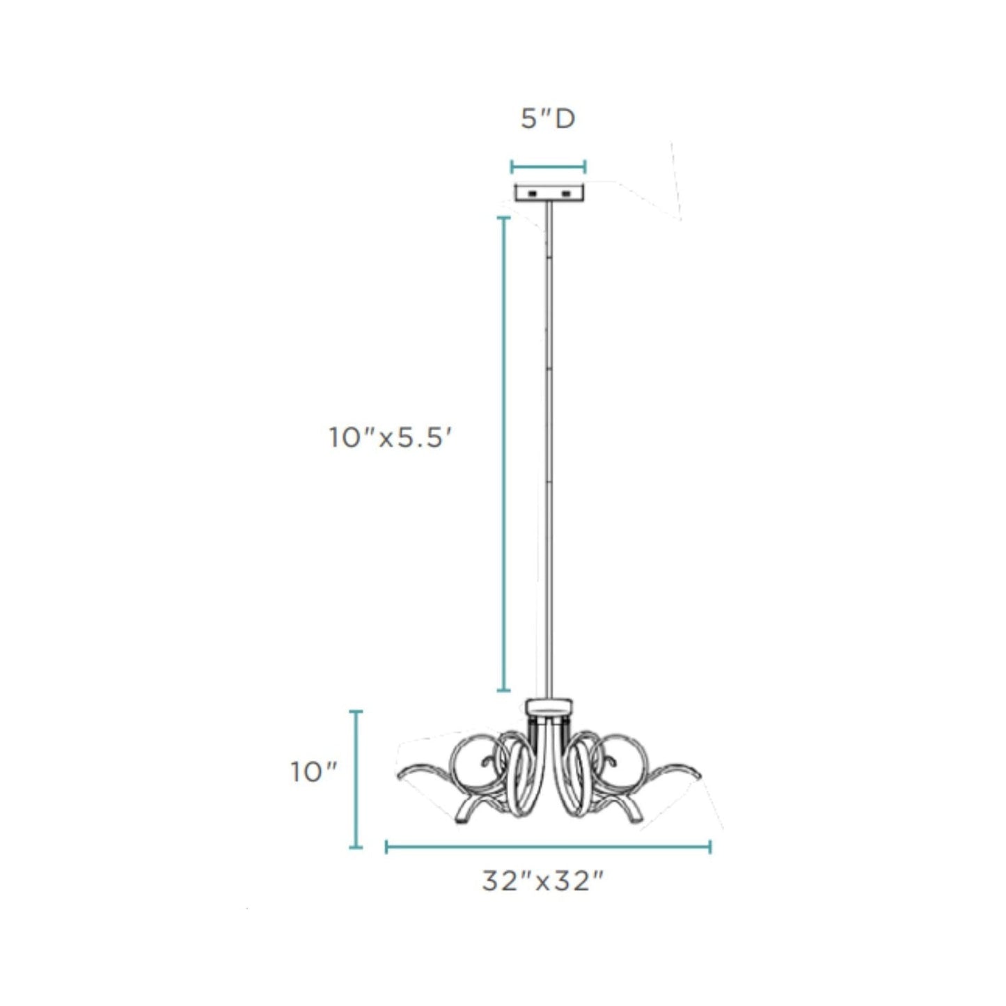 Finesse Decor Mangnolia 32" Black 6-Light LED Chandelier