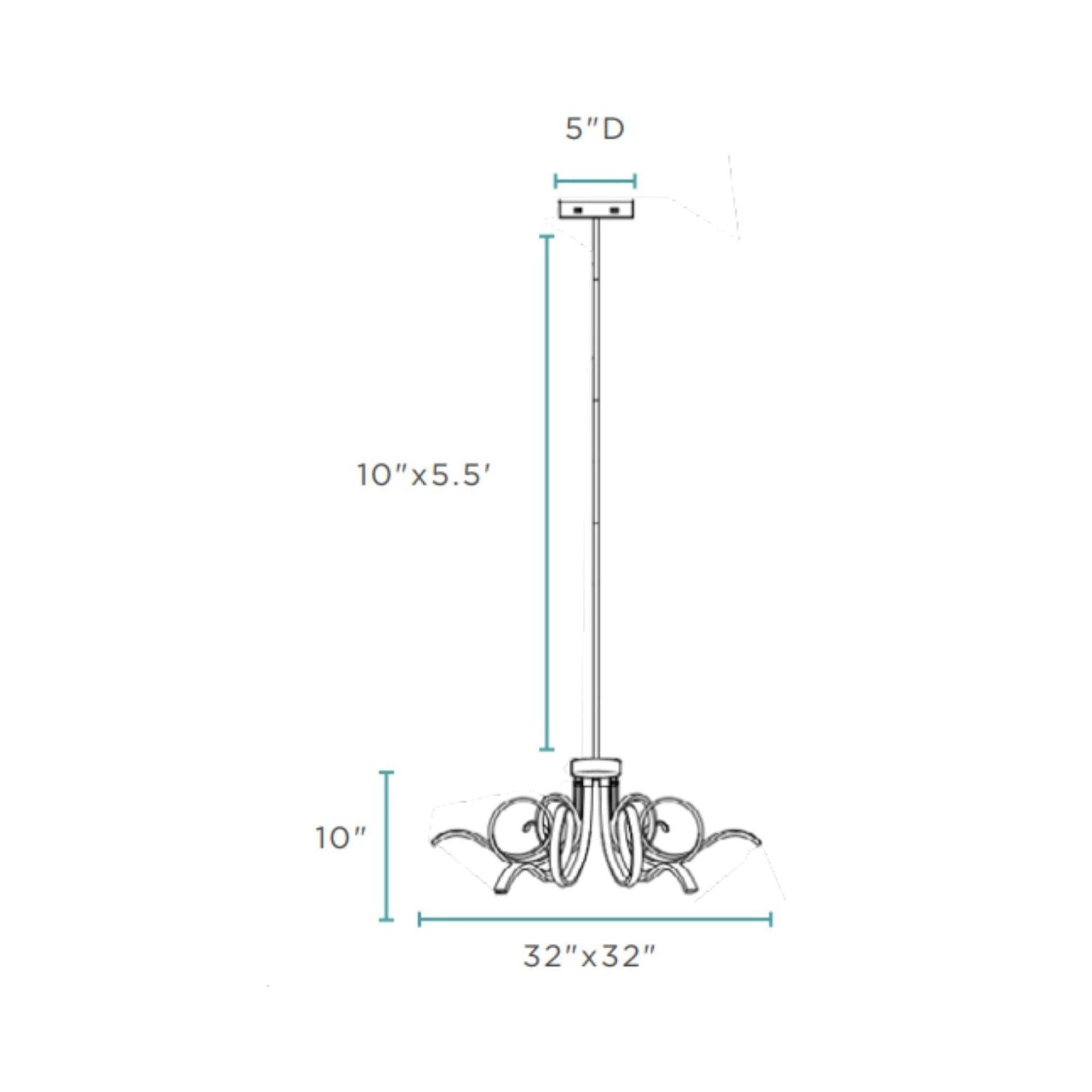 Finesse Decor Mangnolia 32" Black 6-Light LED Chandelier