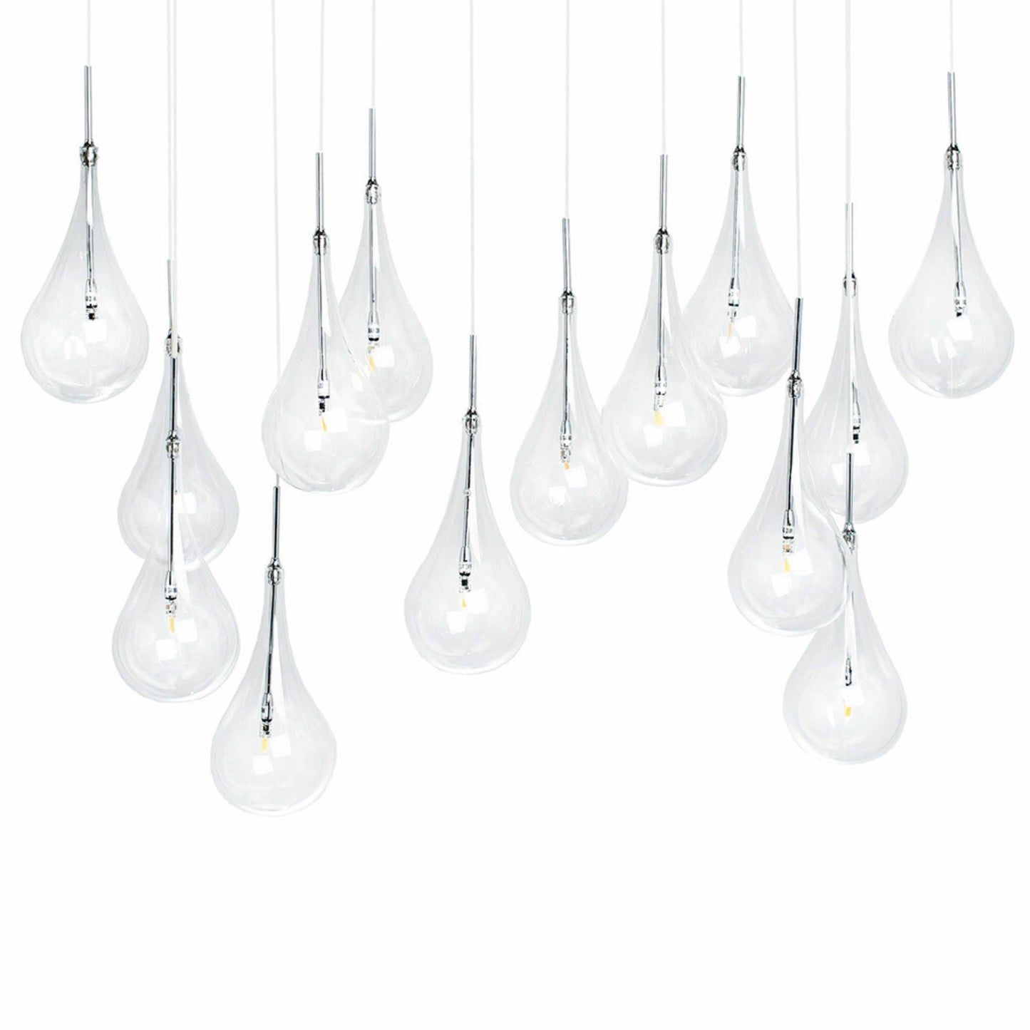 Finesse Decor Modern Glass Drop 12" Chrome Finish 14-Light LED Chandelier
