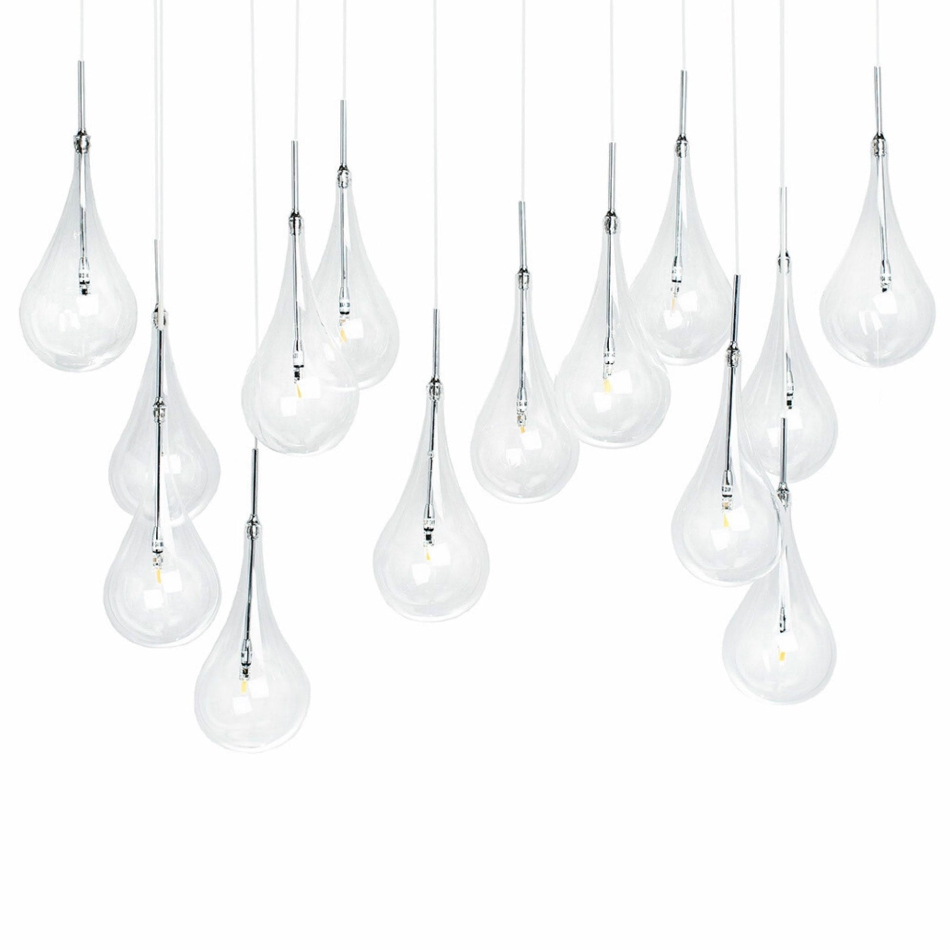 Finesse Decor Modern Glass Drop 12" Chrome Finish 14-Light LED Chandelier