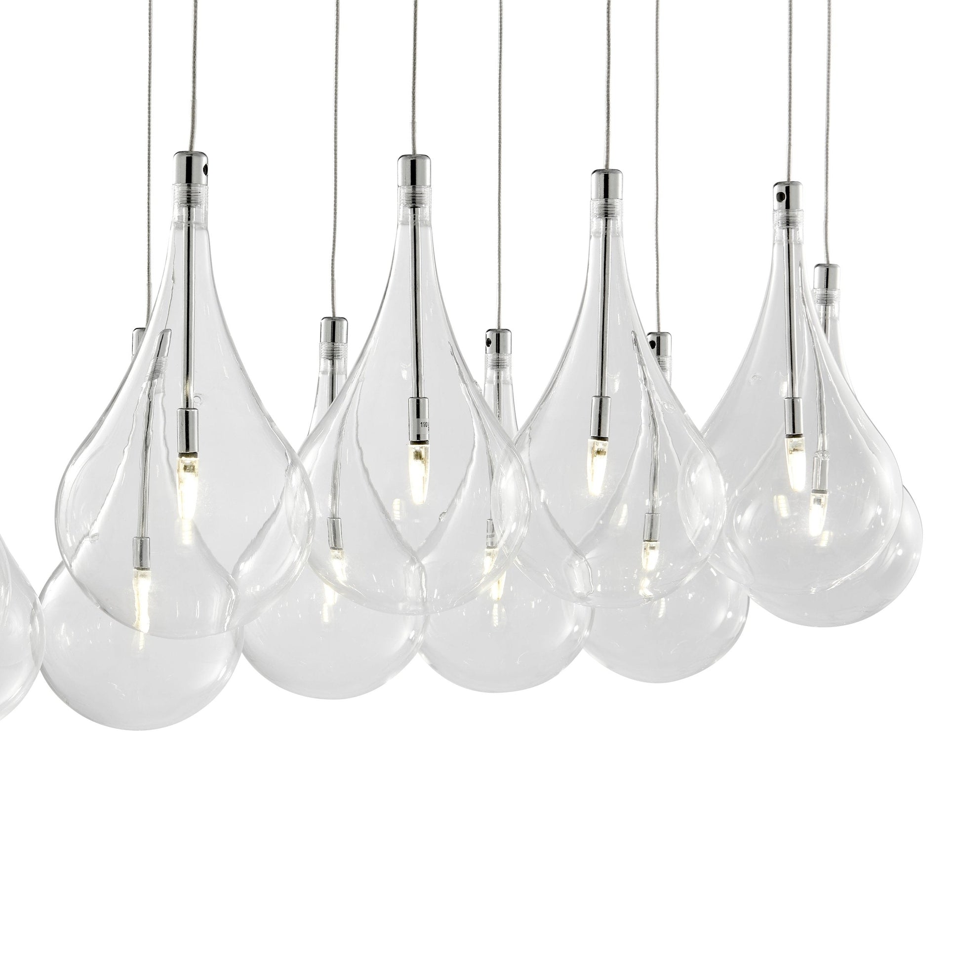 Finesse Decor Modern Glass Drop 12" Chrome Finish 14-Light LED Chandelier