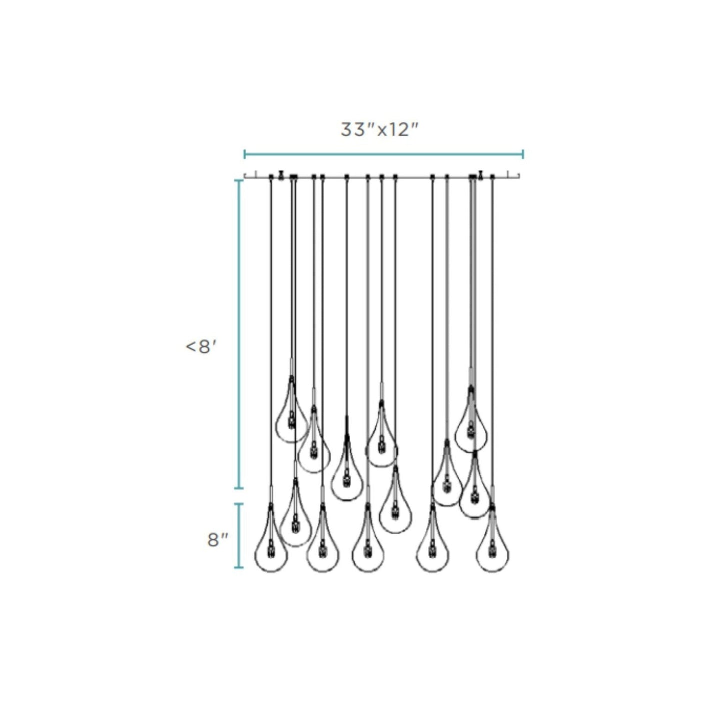 Finesse Decor Modern Glass Drop 12" Chrome Finish 14-Light LED Chandelier